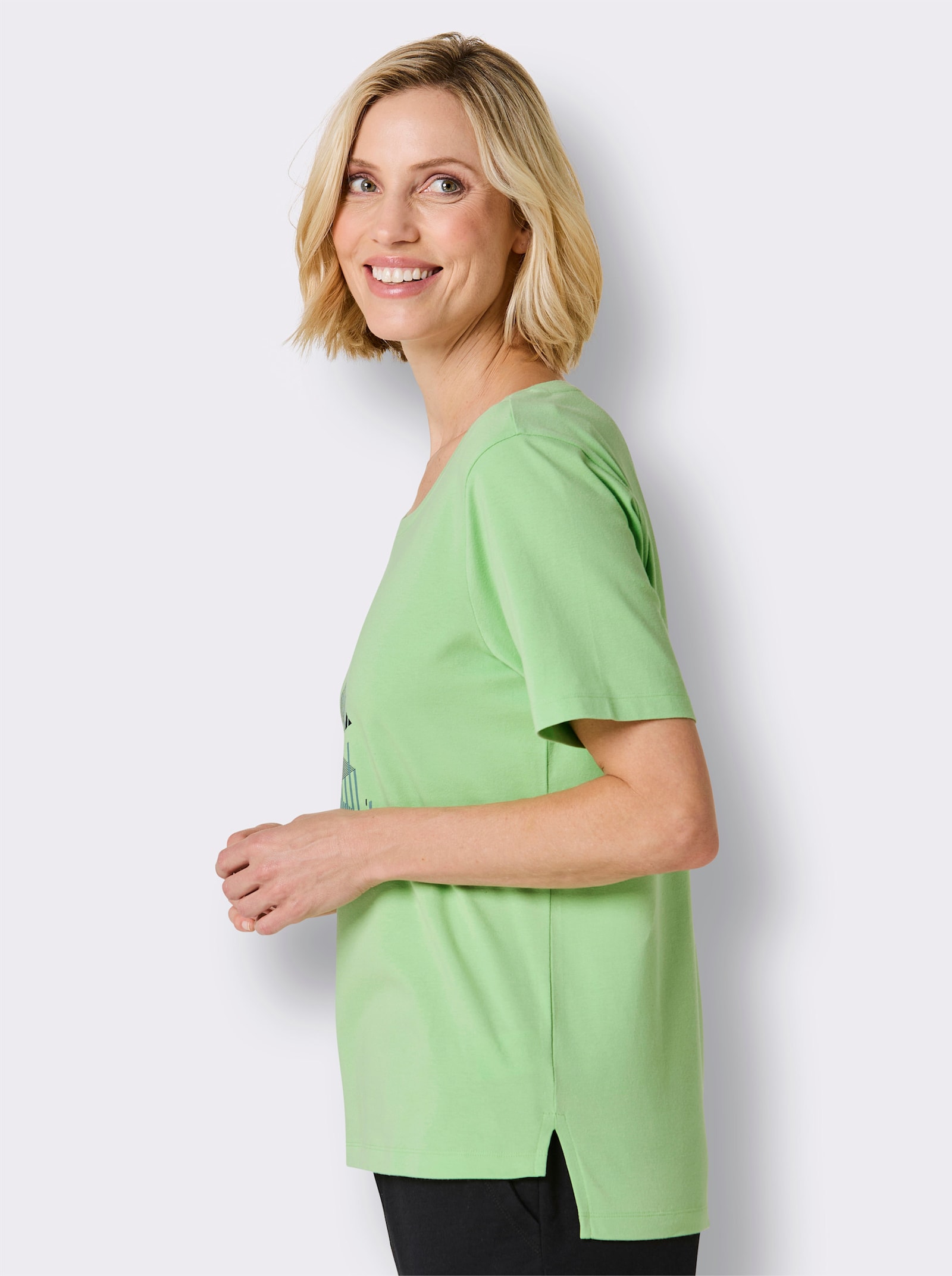 Catamaran Sports Freizeitshirt , hinten modisch länger - reseda