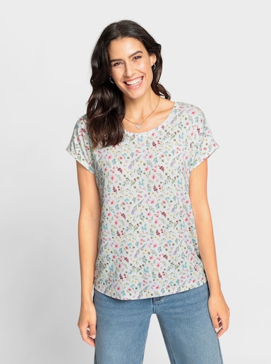 Print-Shirt aus Viskose-Stretch - ecru-bedruckt