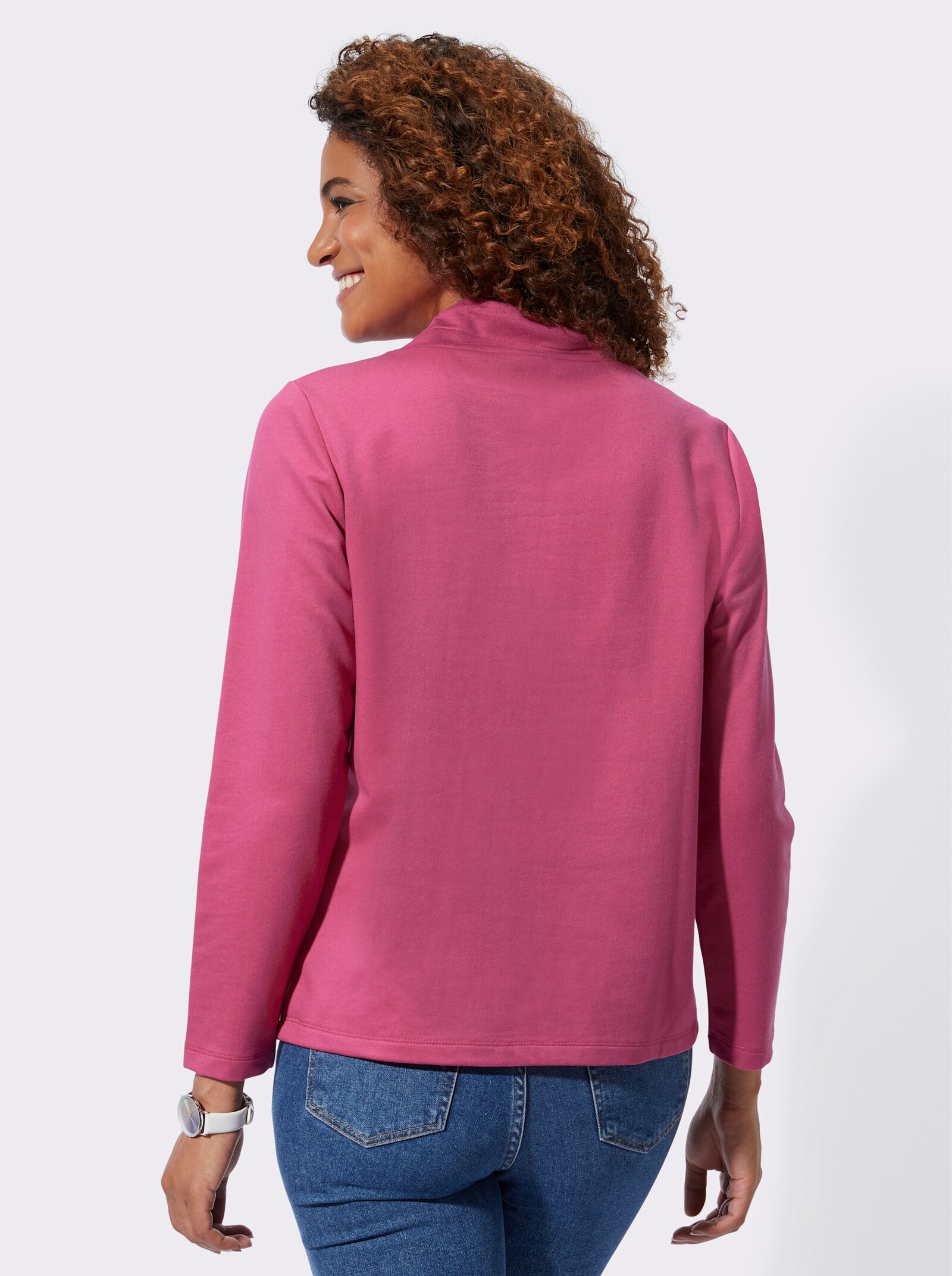 Sweatshirt mit Schriftzug im Vorderteil - fuchsia