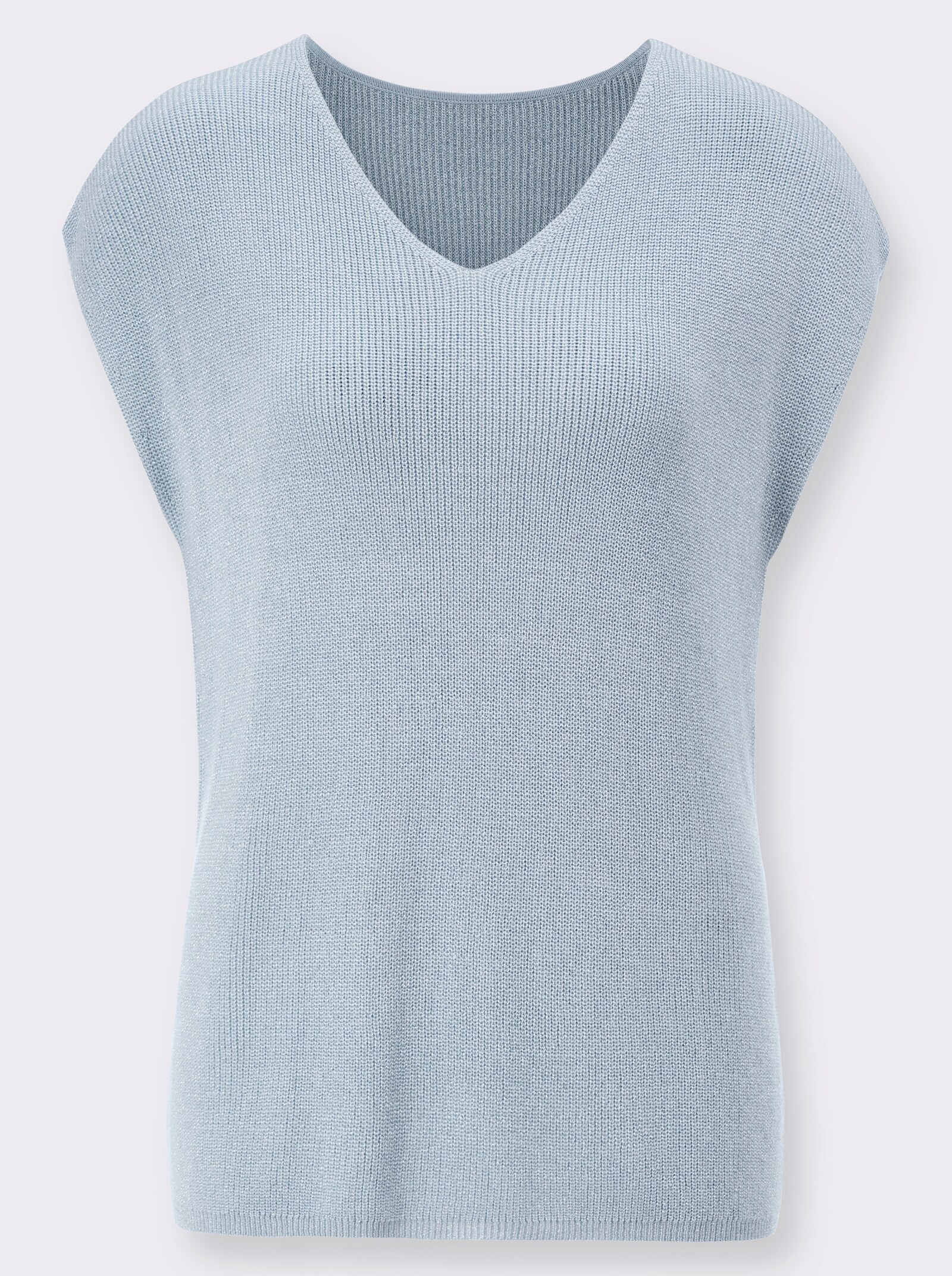 Pullover met korte mouwen en glansgaren - lichtblauw