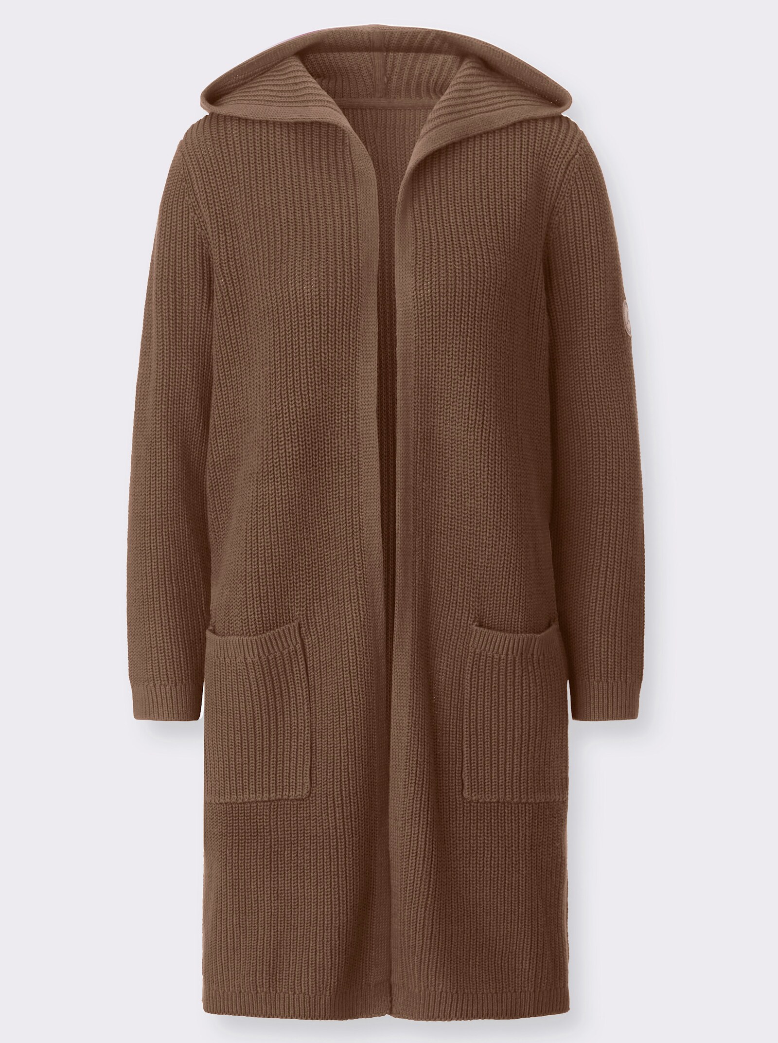 Strickmantel in offener Form - braun