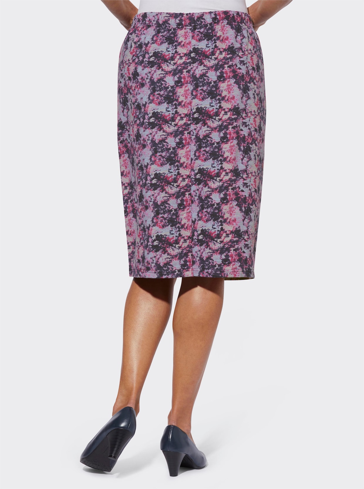 Rok van jersey - orchidee/marine bedrukt