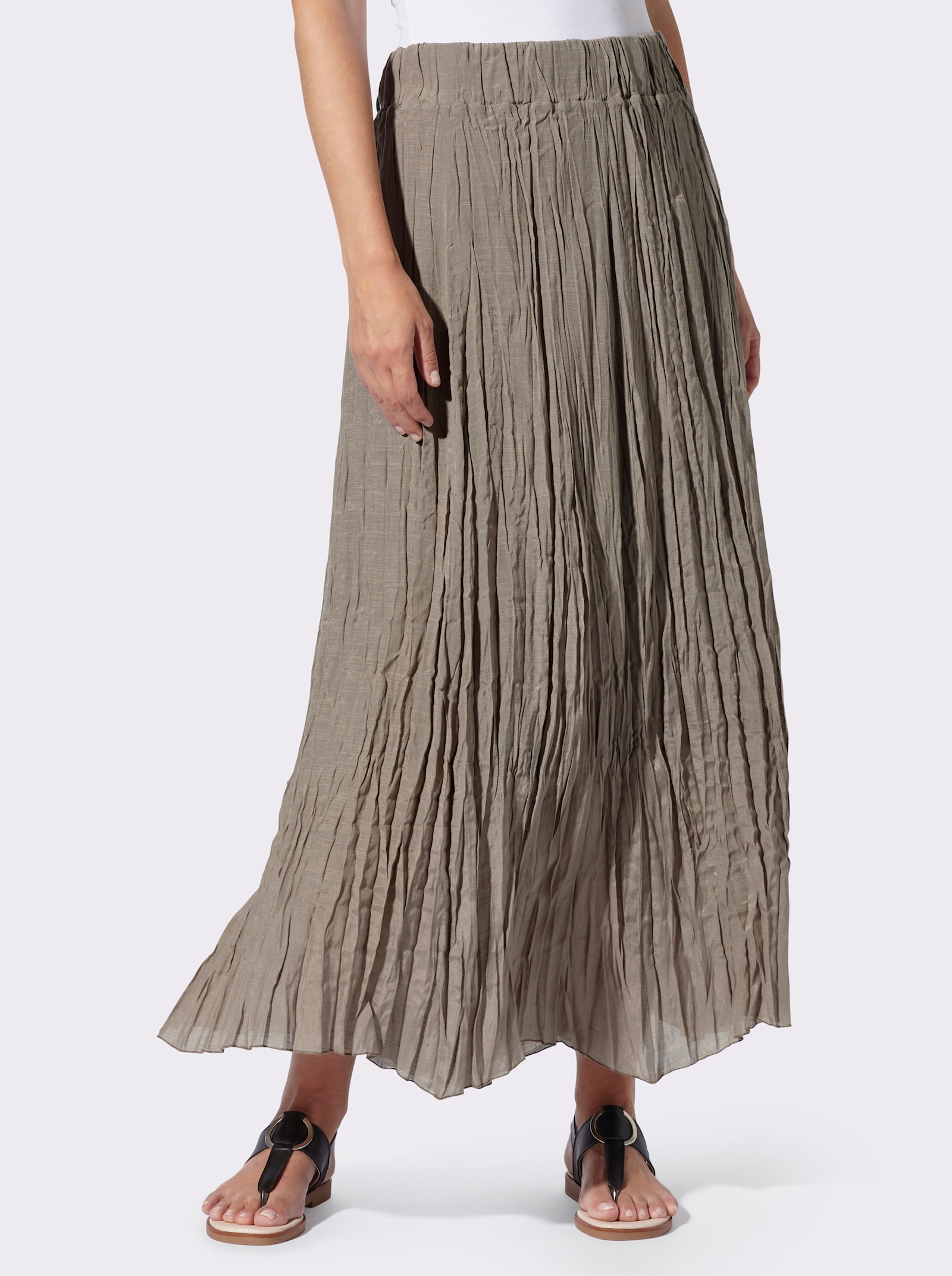 heine Bahnenrock mit Crinkle-Effekt - taupe