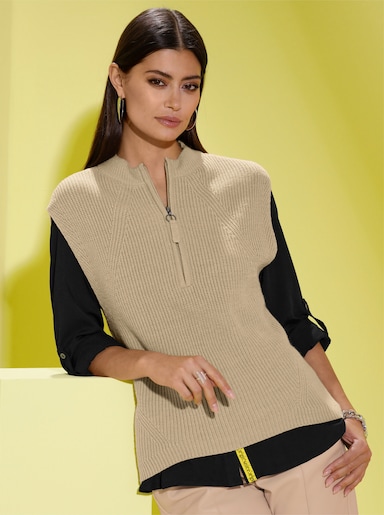 Débardeur en tricot en mélange de laine vierge - beige