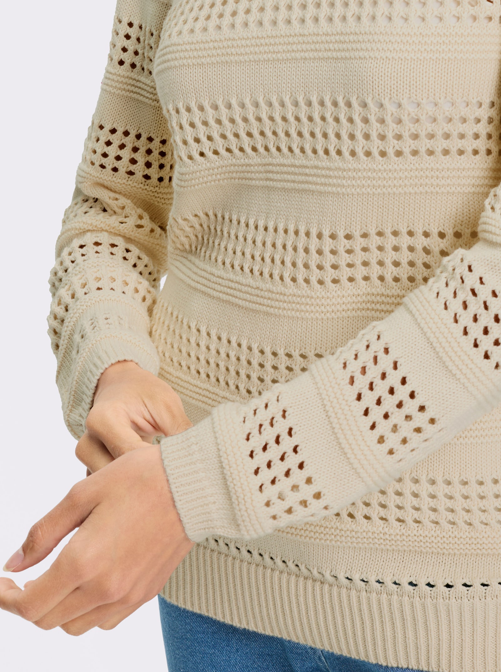heine Pull ajouré avec bords-côtes - couleur ivoire