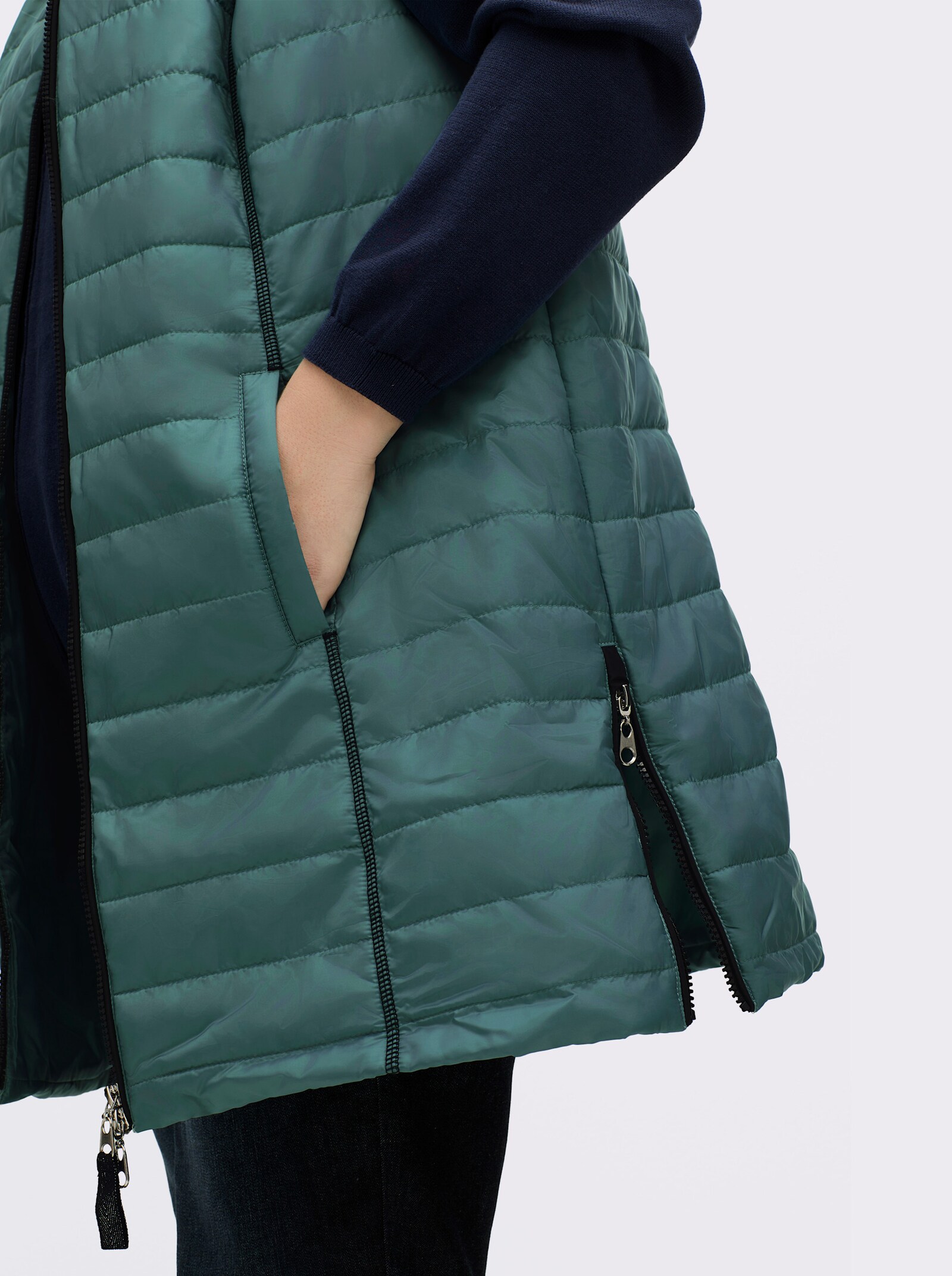 Longweste mit abnehmbarer Kapuze - jade