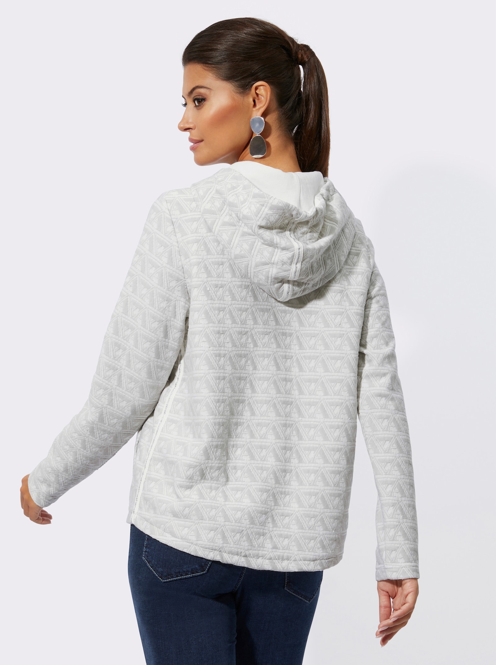 Shirtjacke mit Kapuze - hellgrau