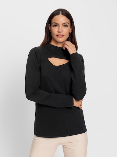 heine Pullover met opstaande kraag en cut-out - zwart