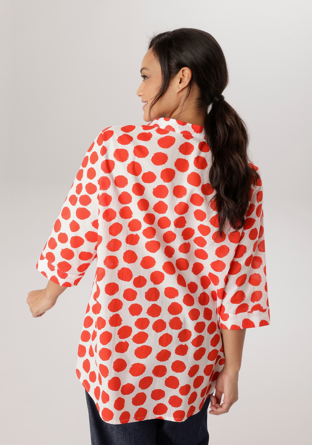 Aniston PLUS Longbluse - weiß-rot