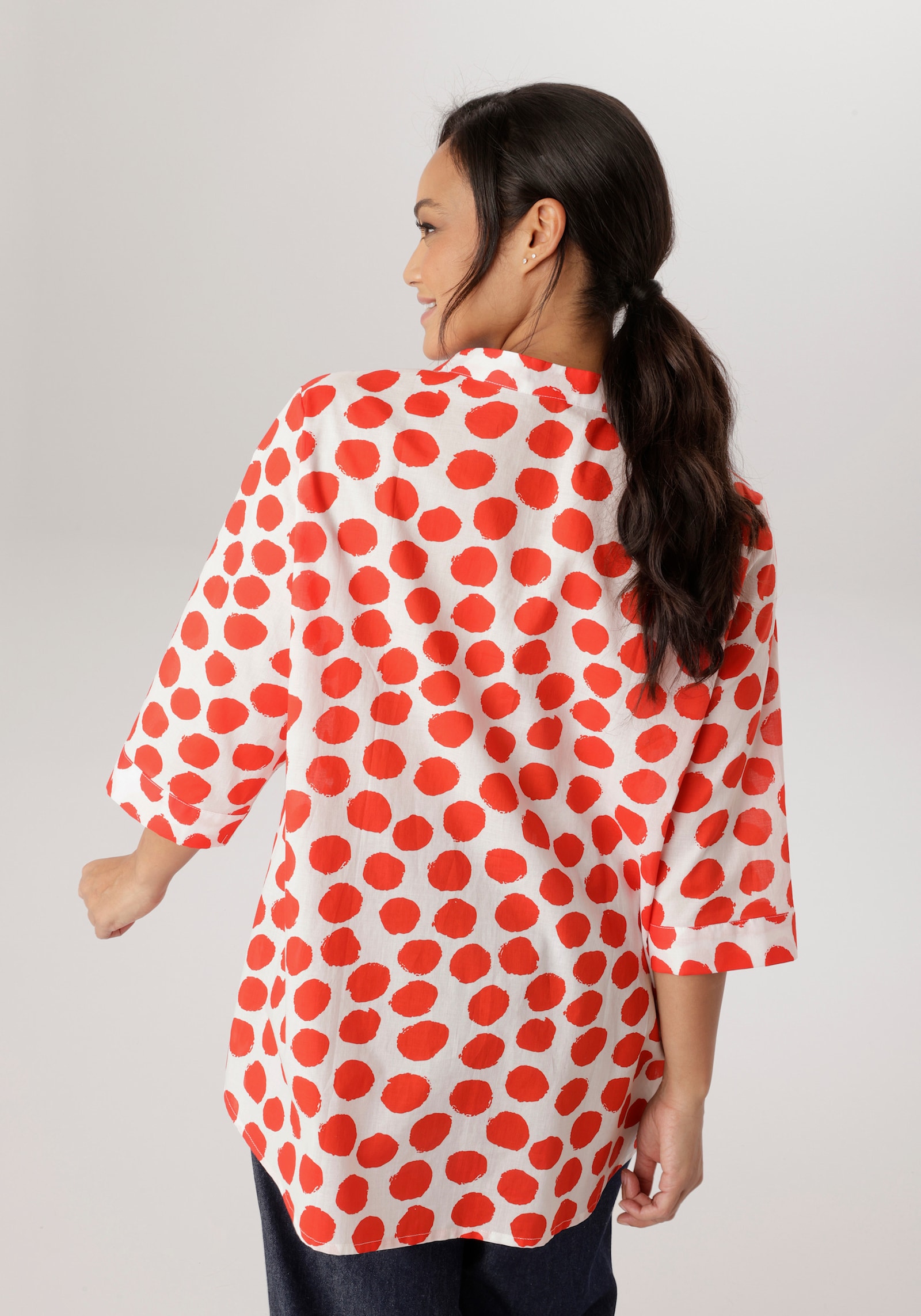 Aniston PLUS Longbluse - weiß-rot