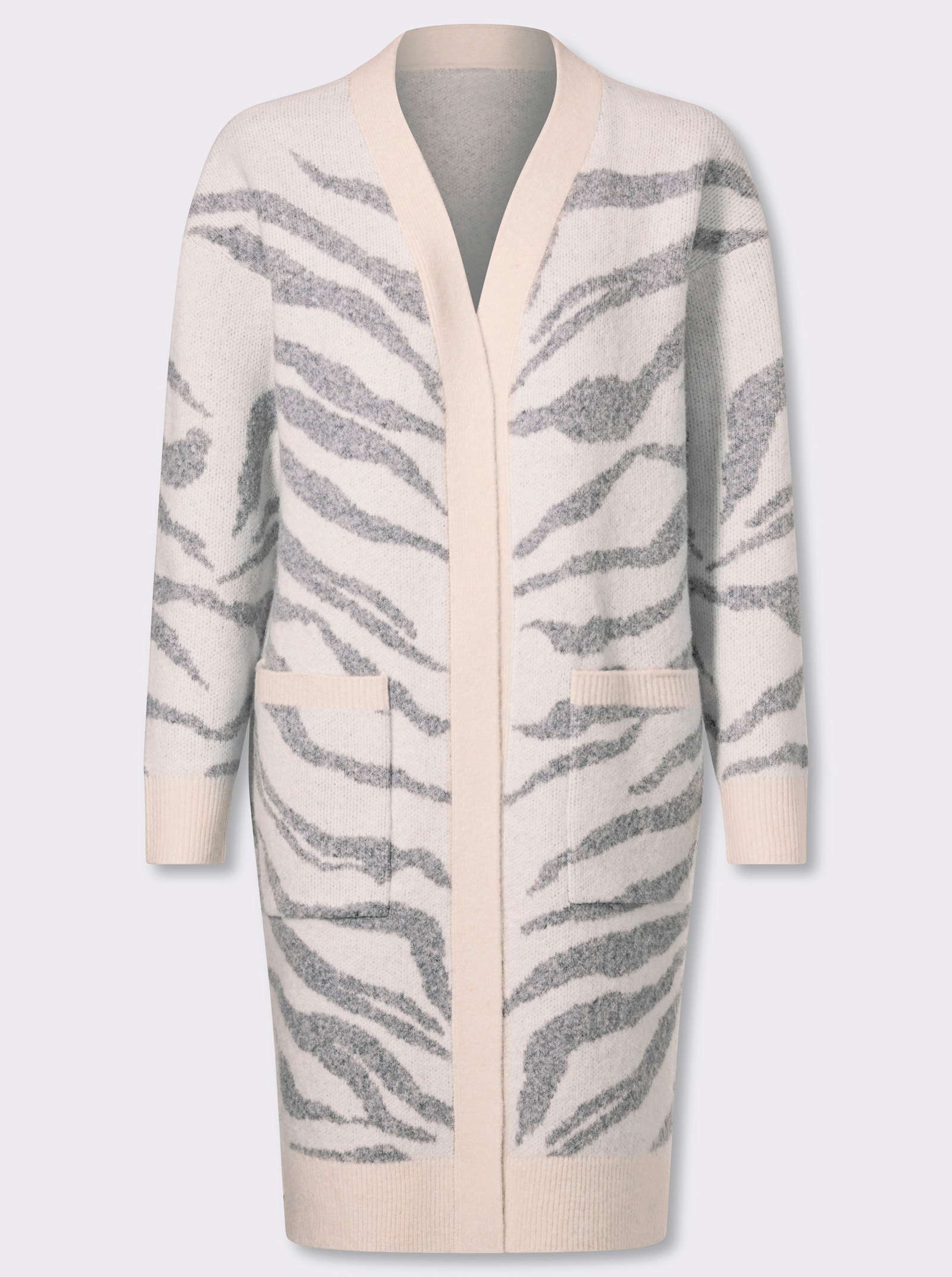 heine Vest van jacquard in zebralook - champagne/steengrijs gedessineerd