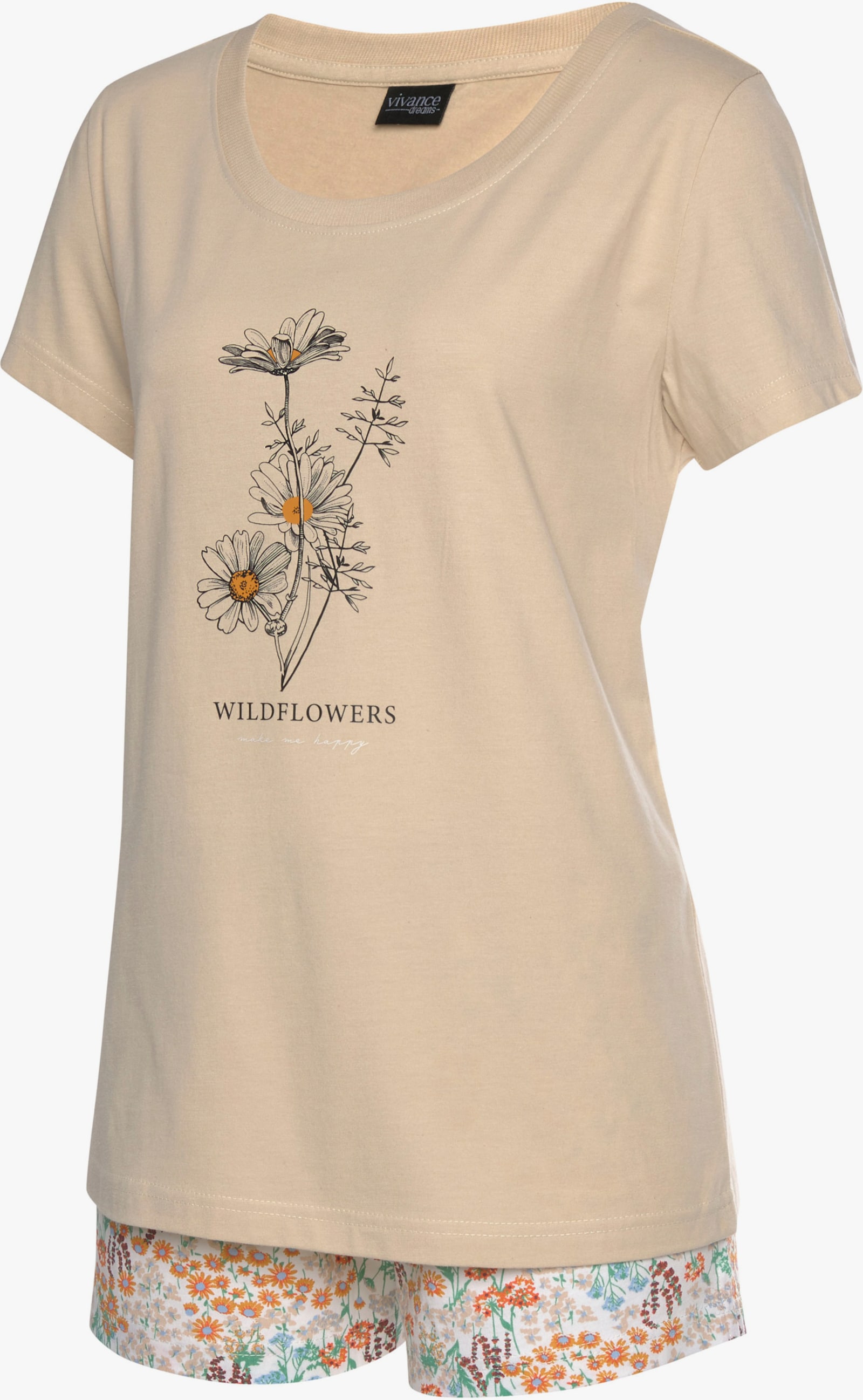 Vivance Dreams Shorty - grau-geblümt, sand-geblümt