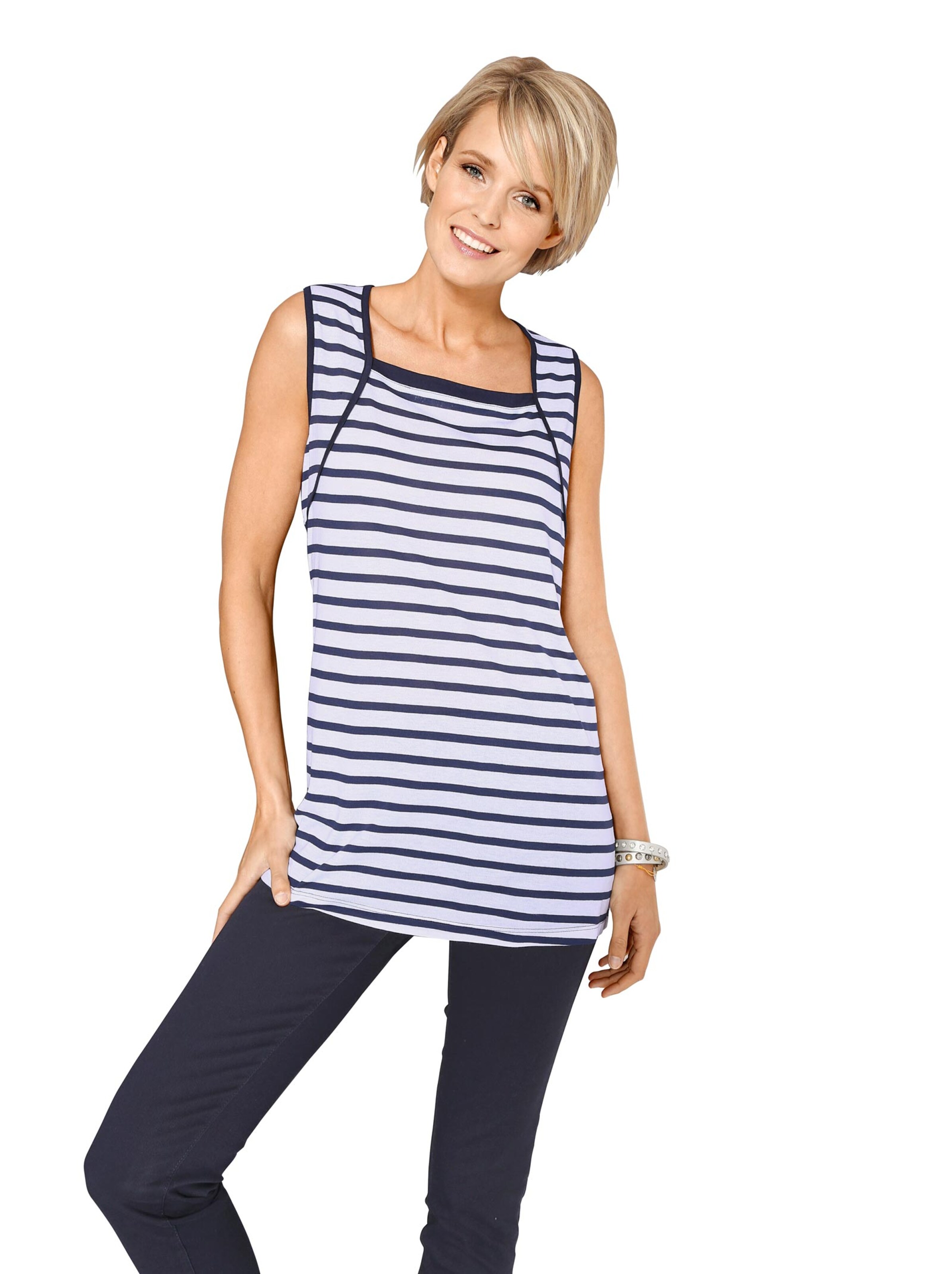 Shirttop - marine-gestreift