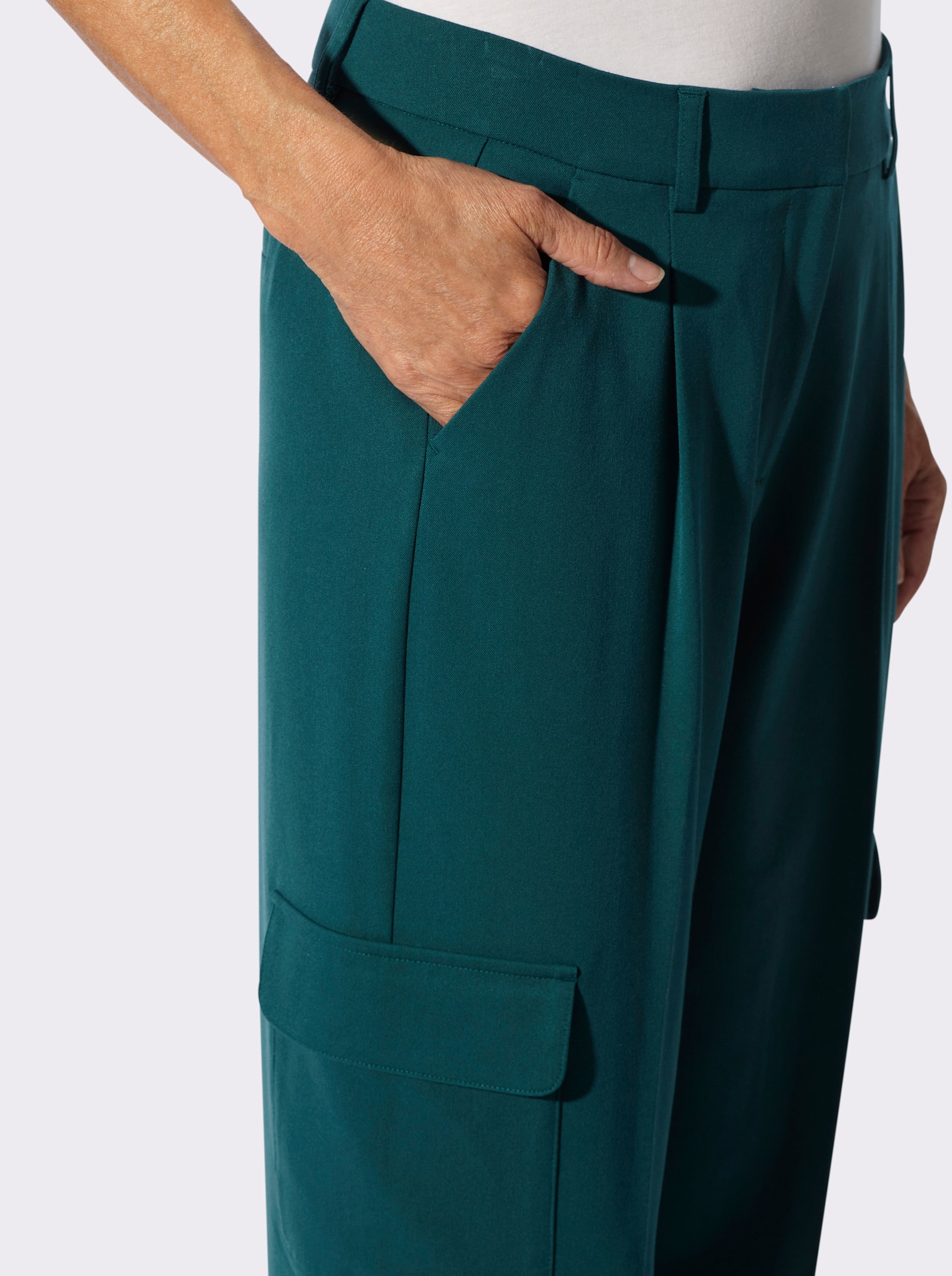 Cargohose in weiter Form - petrol