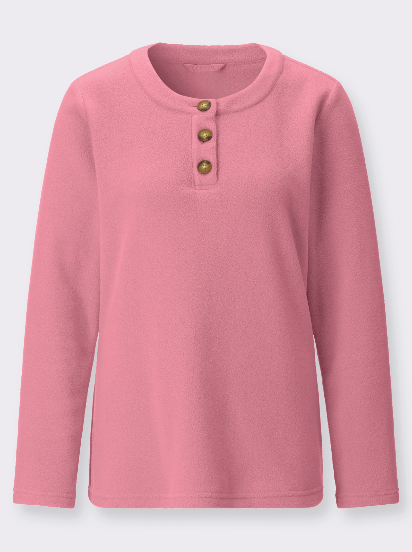 Fleeceshirt mit Rundhals-Ausschnitt - altrosa
