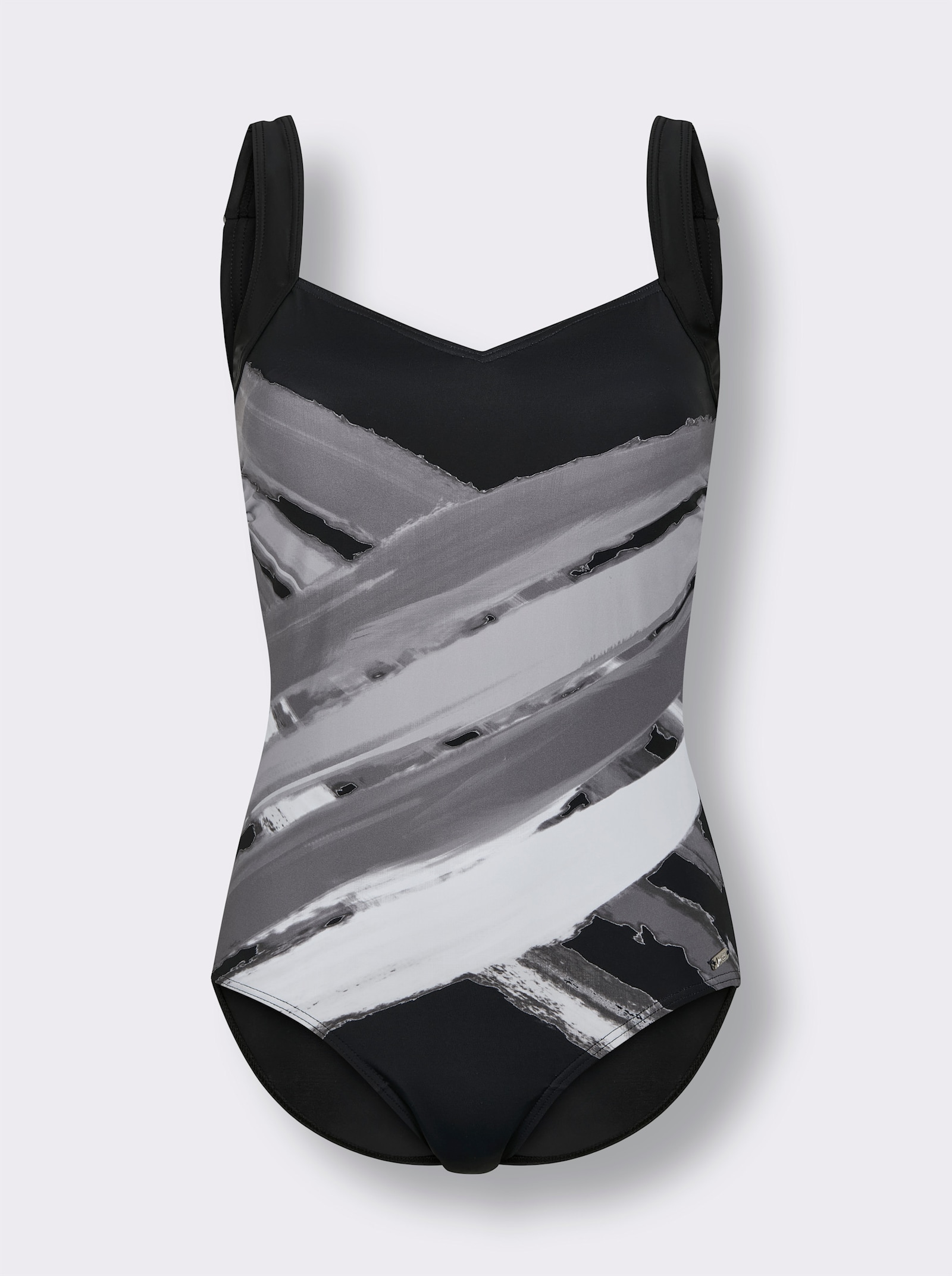 feel good Badeanzug mit effektvollem Dessin - schwarz-anthrazit