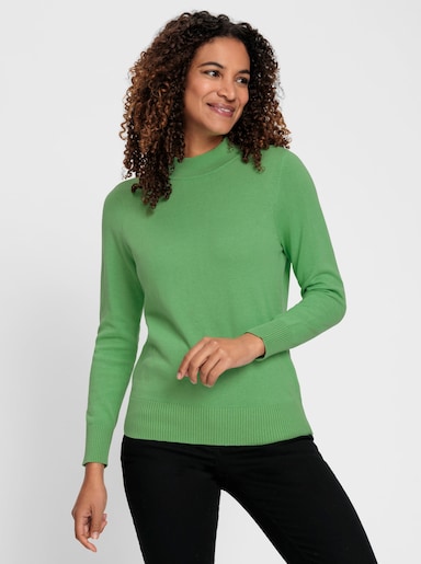 Stehkragenpullover mit Ripp-Abschlüssen - apfel