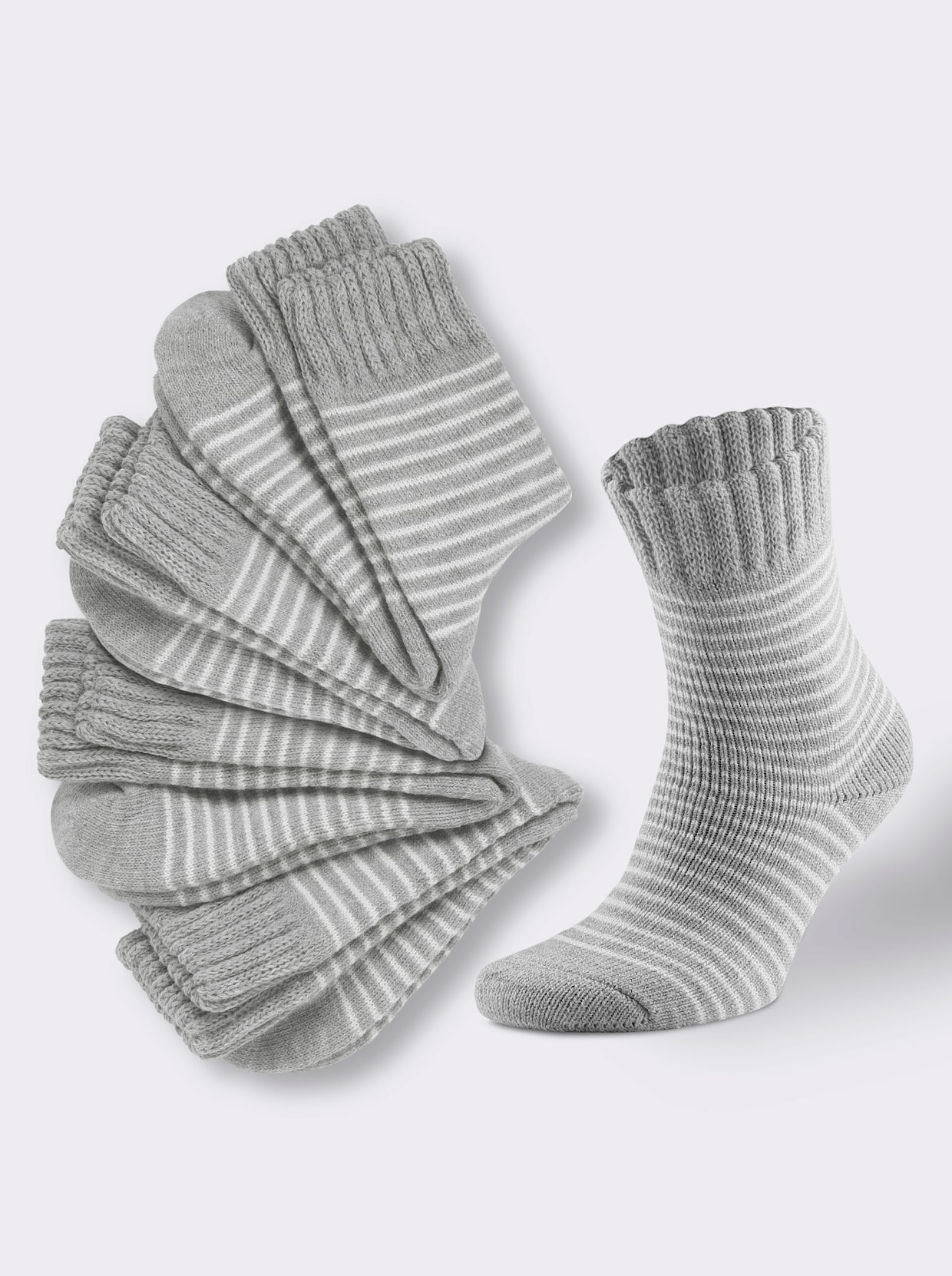 wäschepur Damen-Socken - grau-meliert-weiß-gestreift