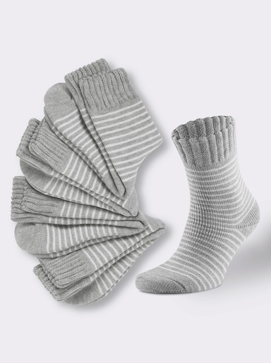 wäschepur Damen-Socken - grau-meliert-weiss-gestreift