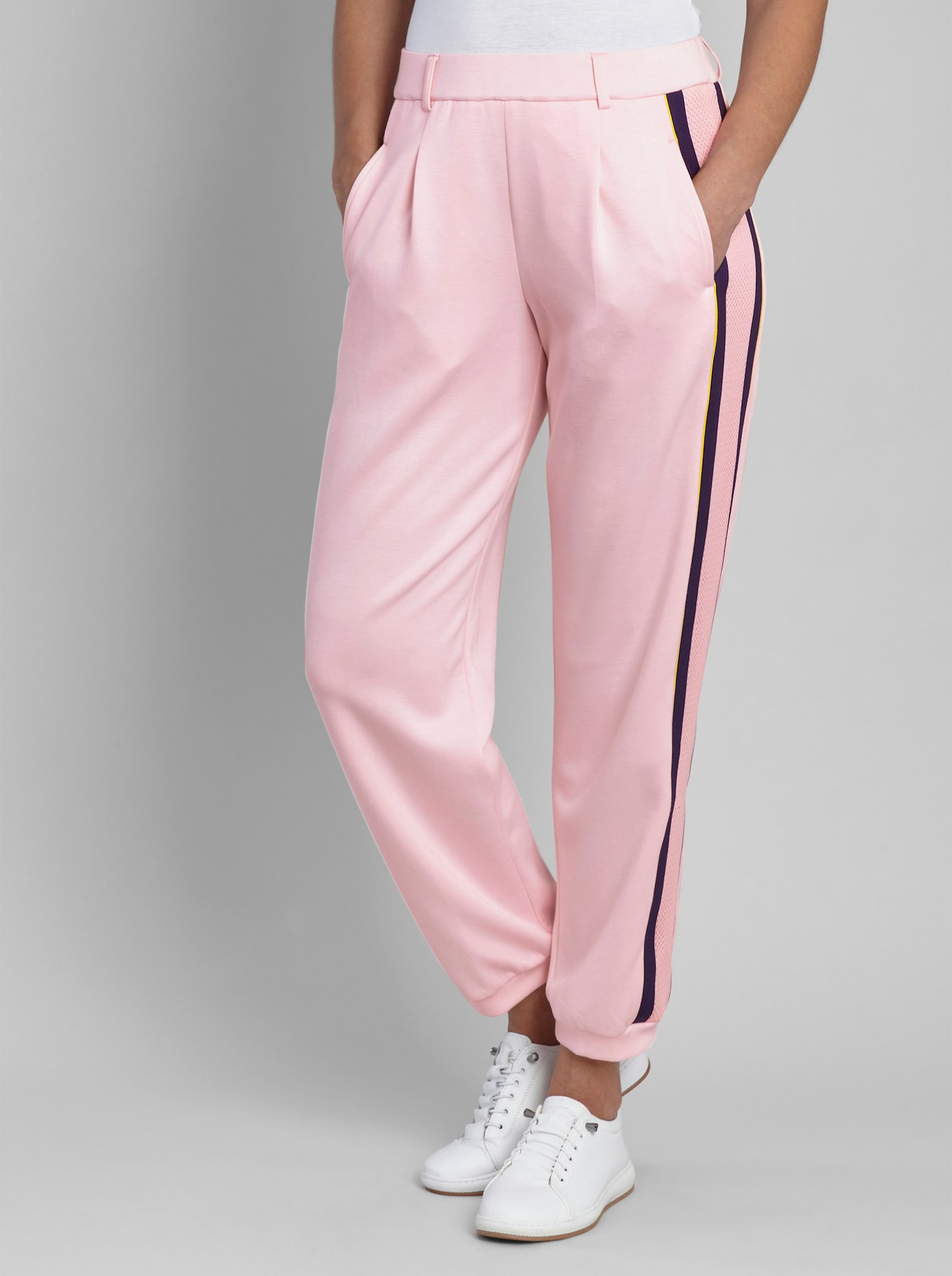 heine Jerseyhose mit Kontraststreifen - hellrosé