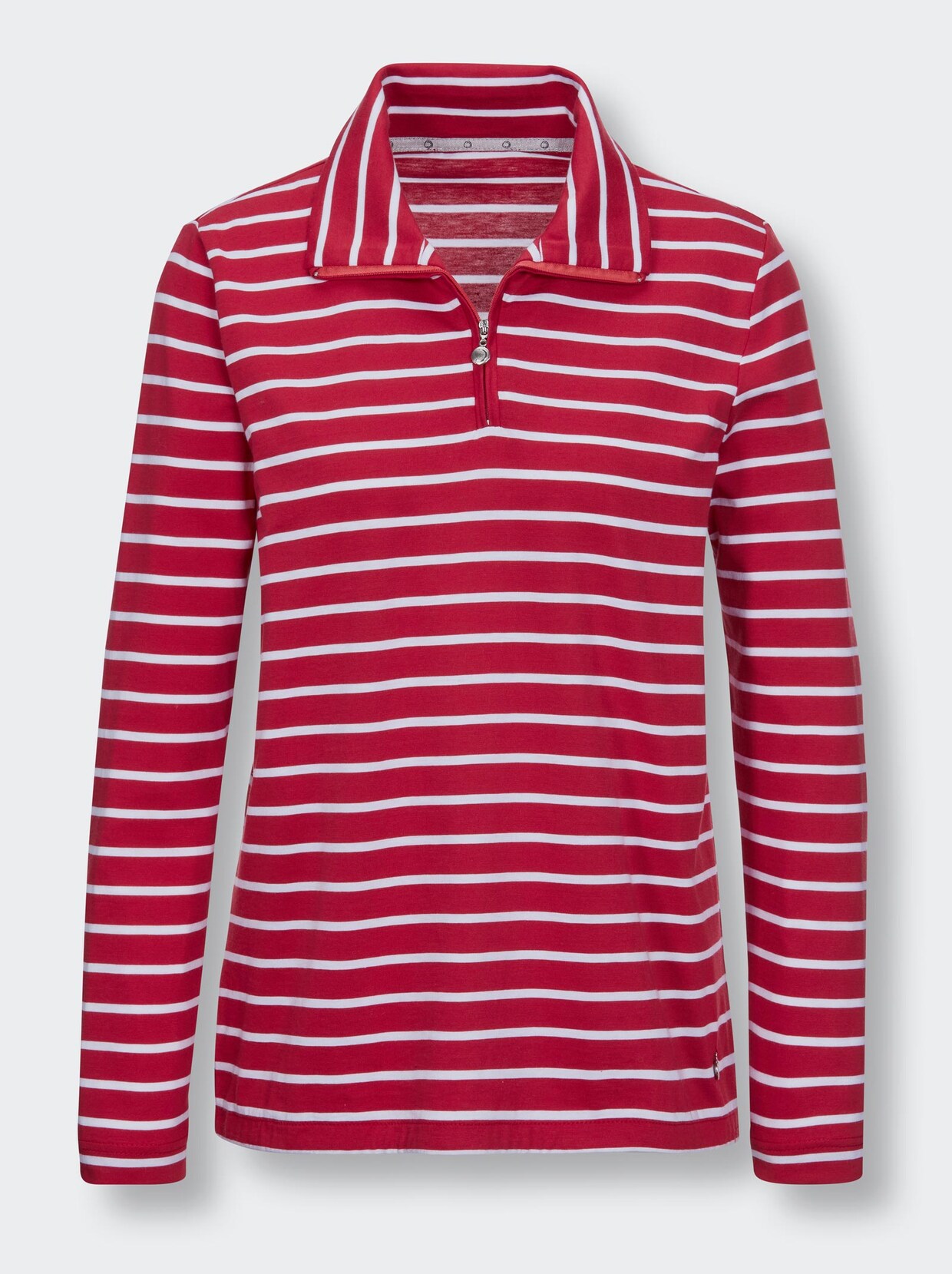 Creation L Premium Pima-Baumwoll-Shirt - rot-geringelt