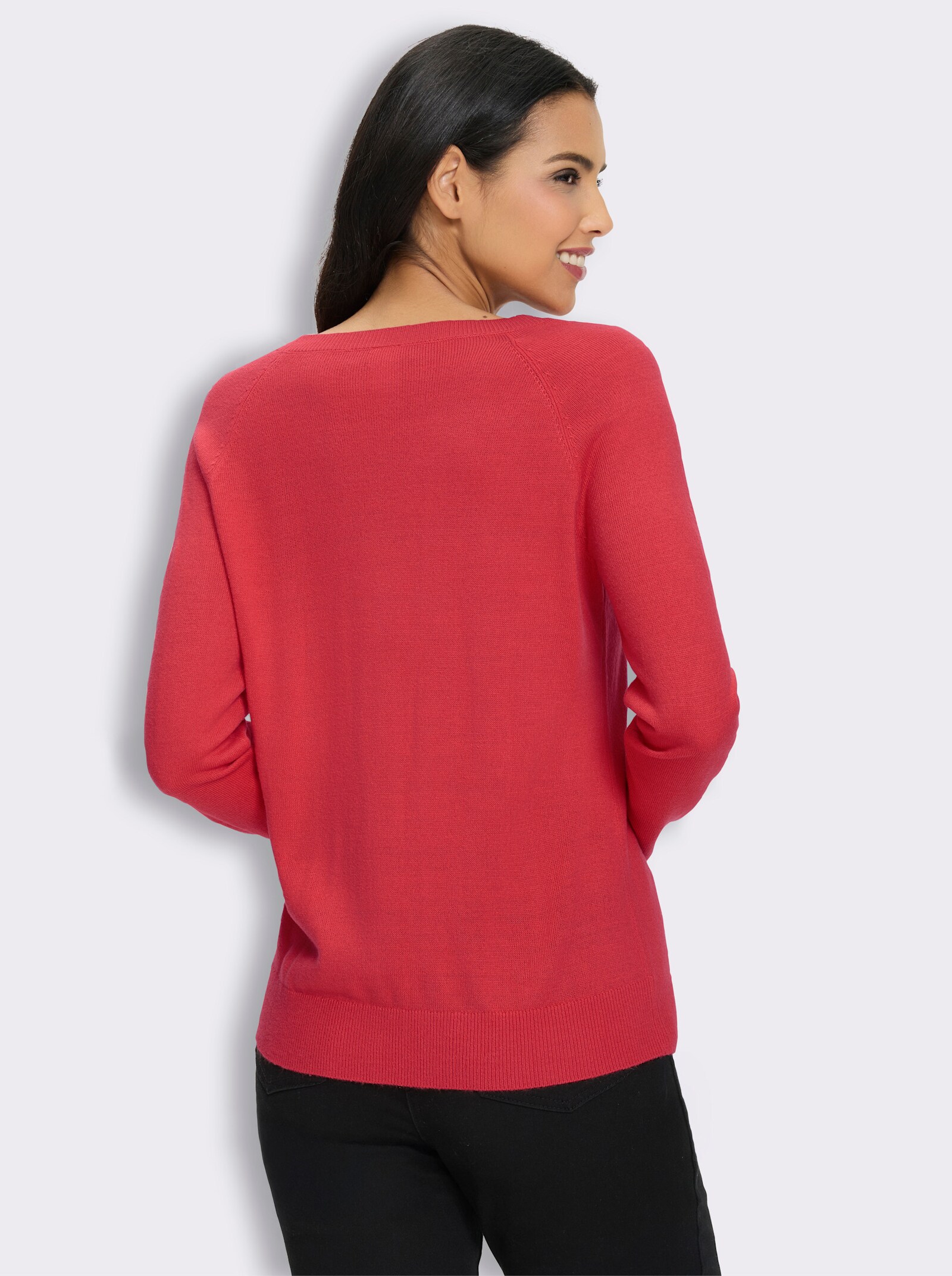 Langarm-Pullover mit Zierknöpfen - hummer