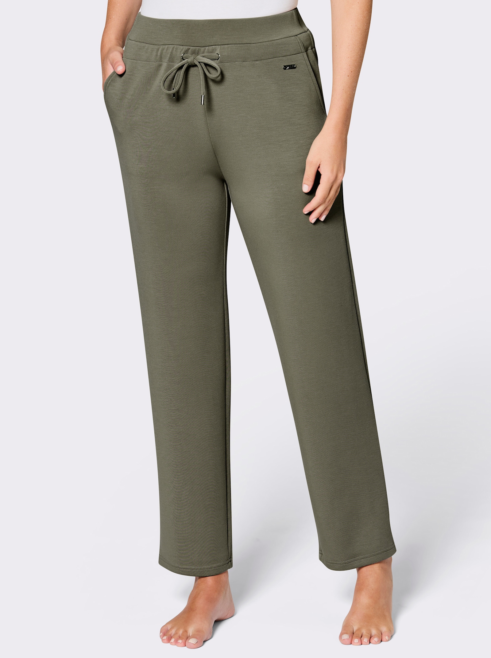 feel good Dehnbund-Hose mit Tunnelzug unterhalb des Bunds - khaki