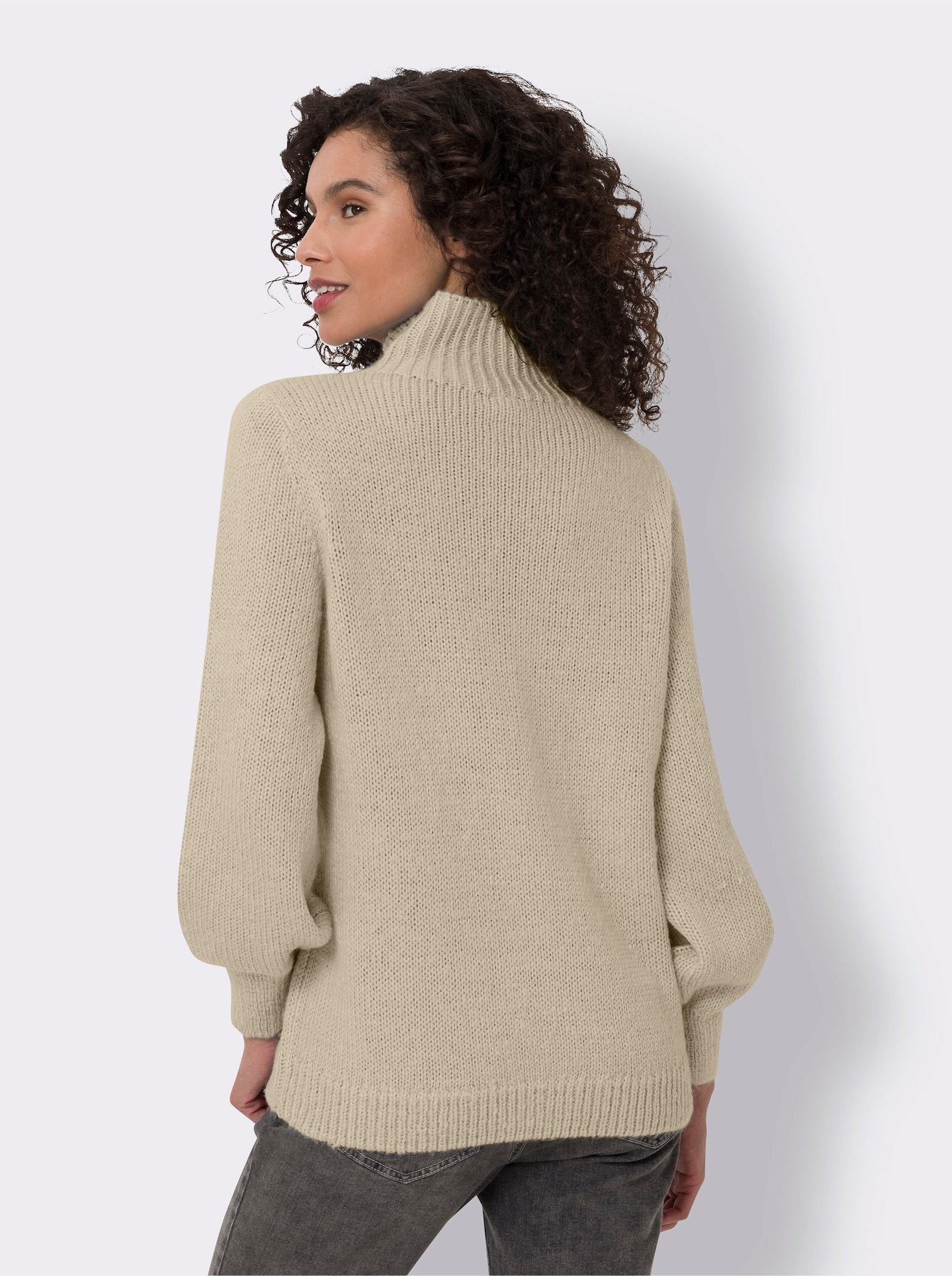 heine Pullover met rolkraag en lichte ballonmouwen - beige