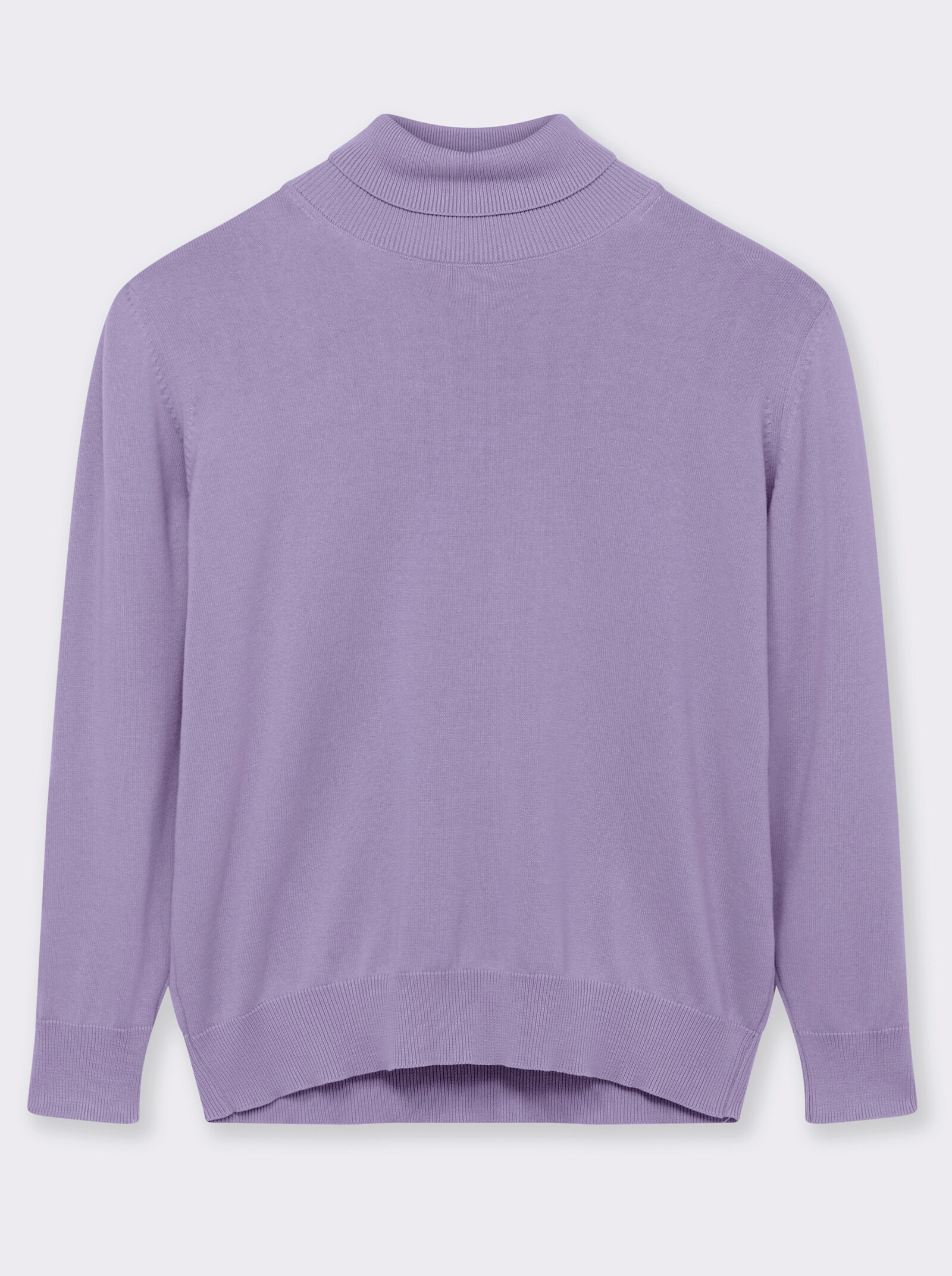 Rollkragenpullover aus reiner Baumwolle - flieder