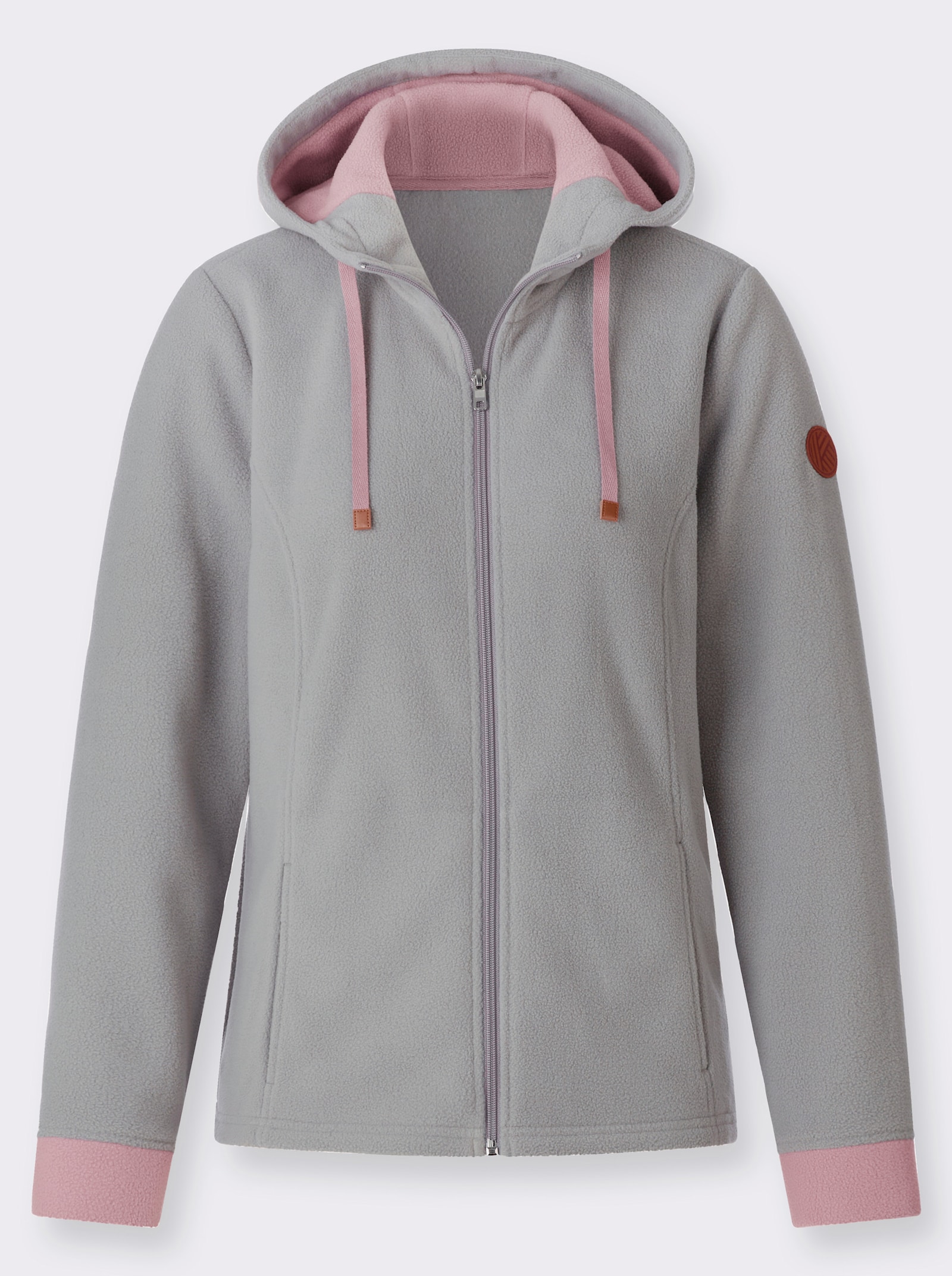 Fleecejacke mit Kapuze - steingrau-mauve