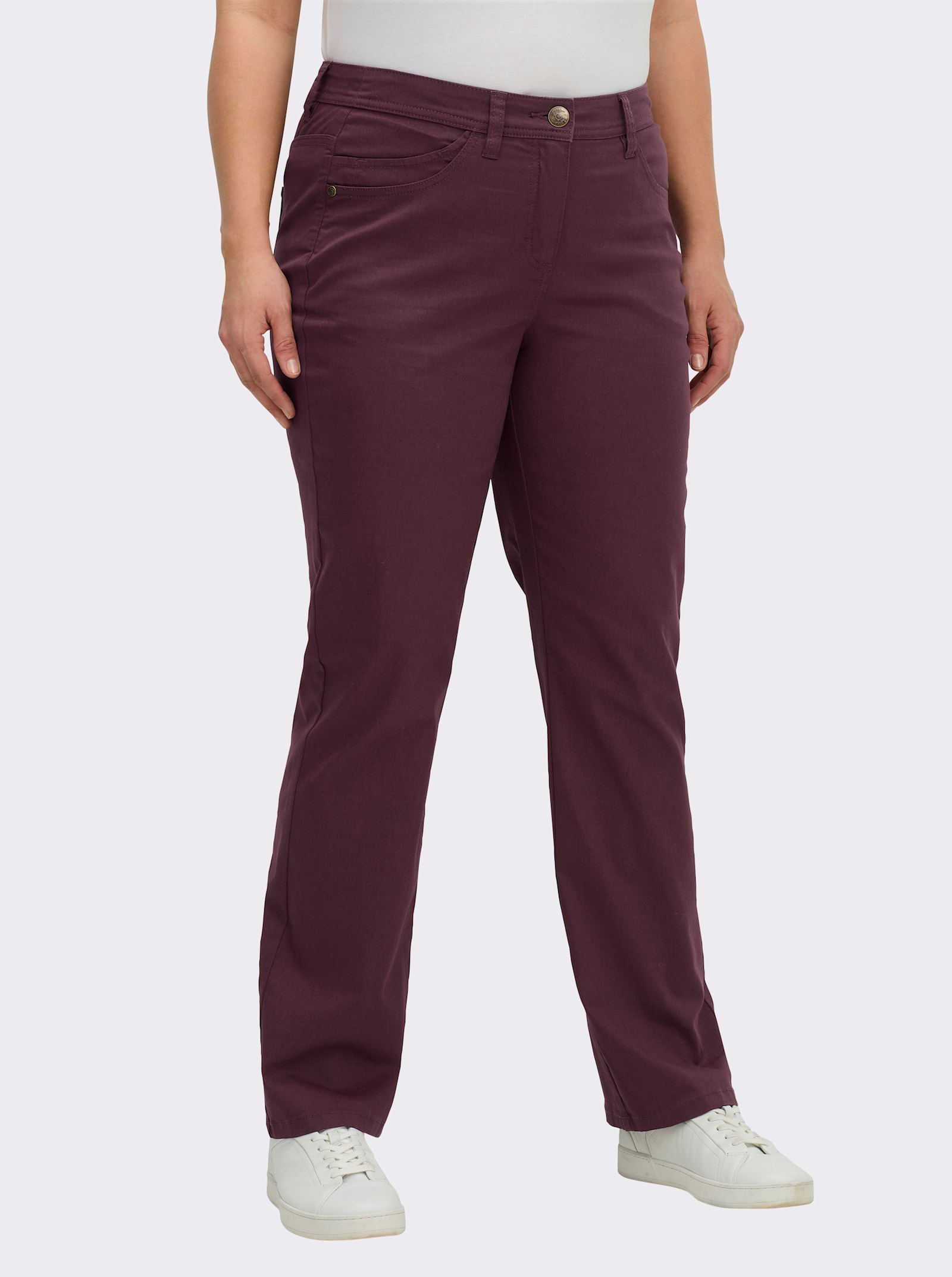 sheego Broek van twill - bordeaux