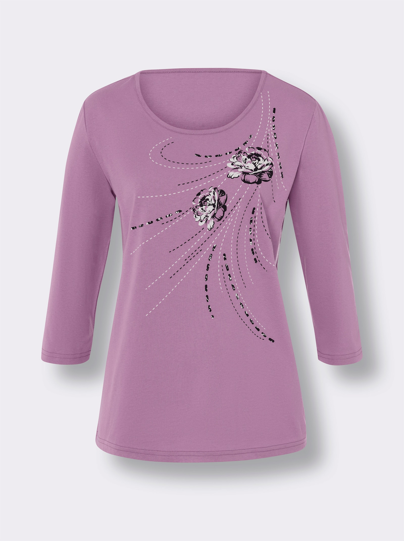 T-Shirt mit platziertem Blüten-Print - orchidee