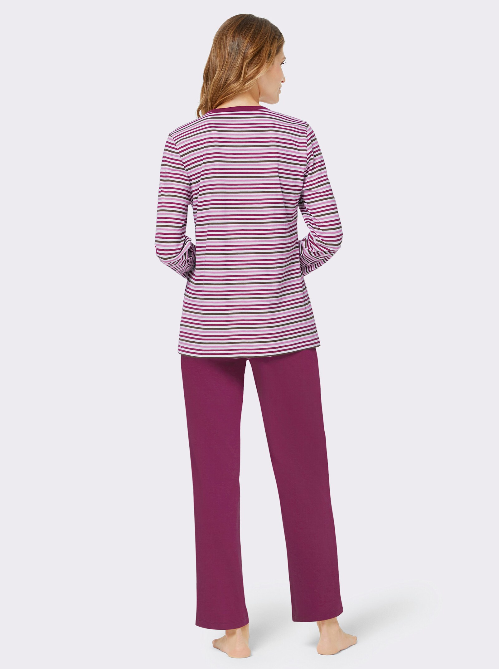 wäschepur Schlafanzüge aus reiner Baumwolle - malve+ malve-geringelt