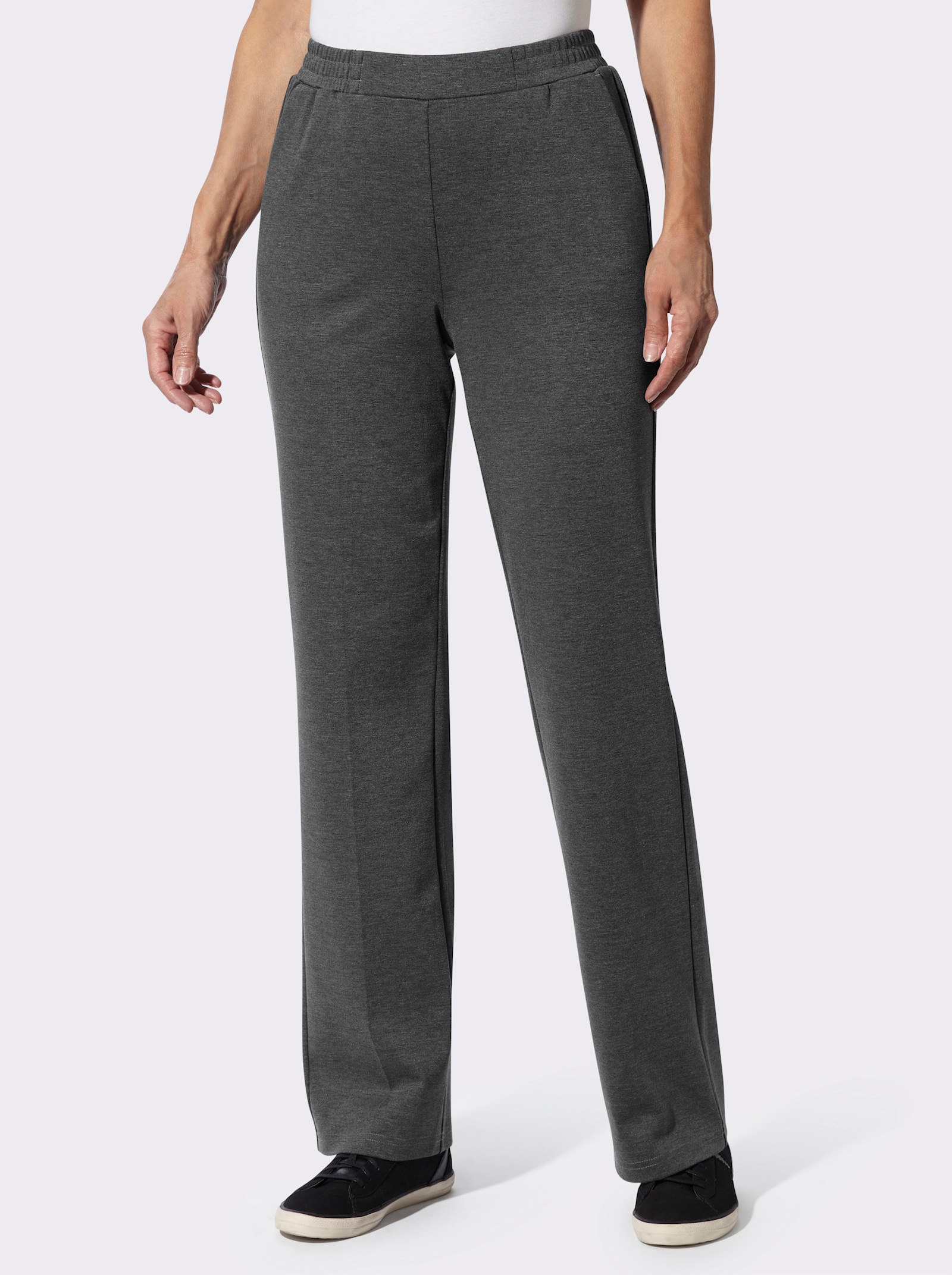 Bügelfaltenhose in Interlock-Qualität - anthrazit-meliert