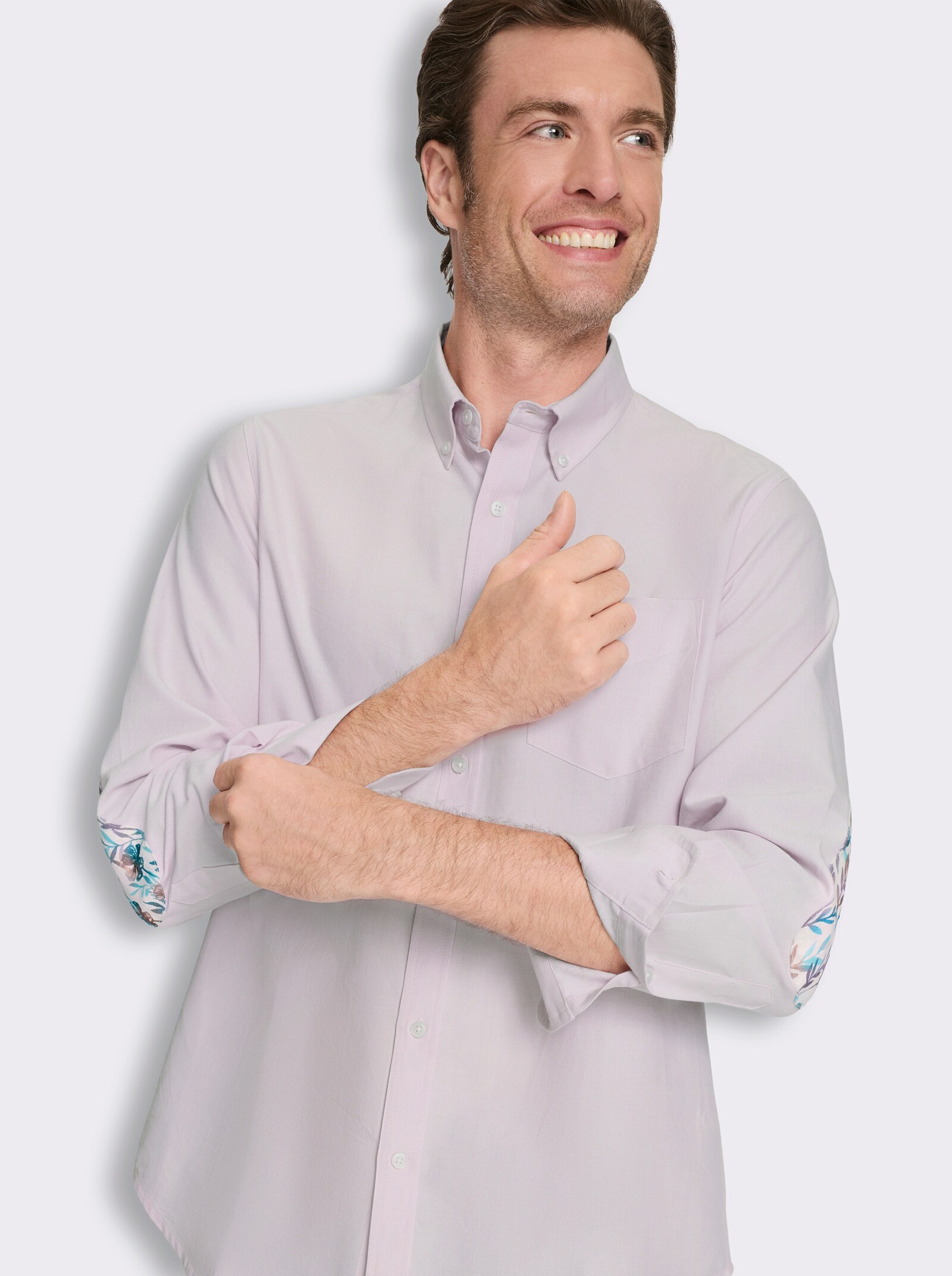 Marco Donati Langarmhemd mit Ellbogen-Patches - flieder