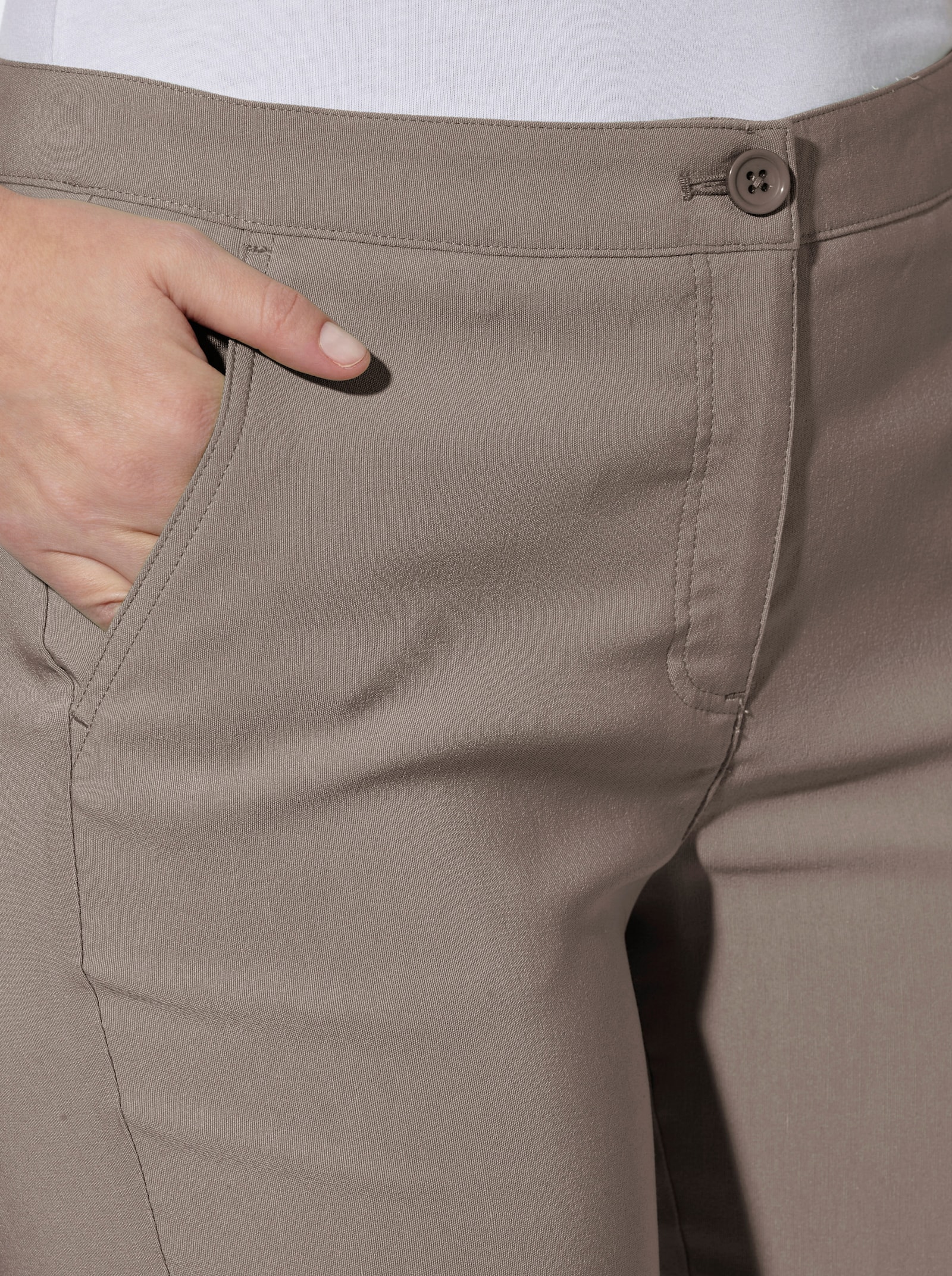 7/8-broek met ritssluitingen aan de zoom - taupe