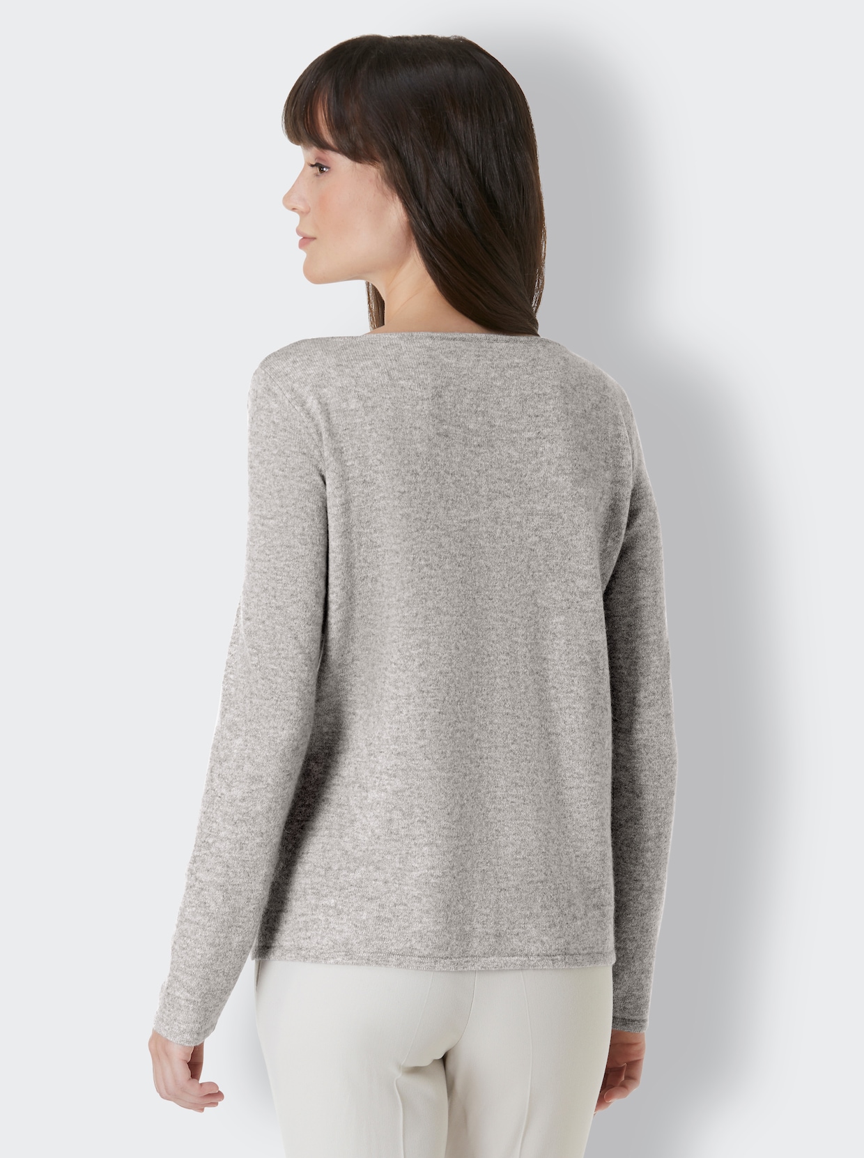 heine Pull encolure en U - gris-écru