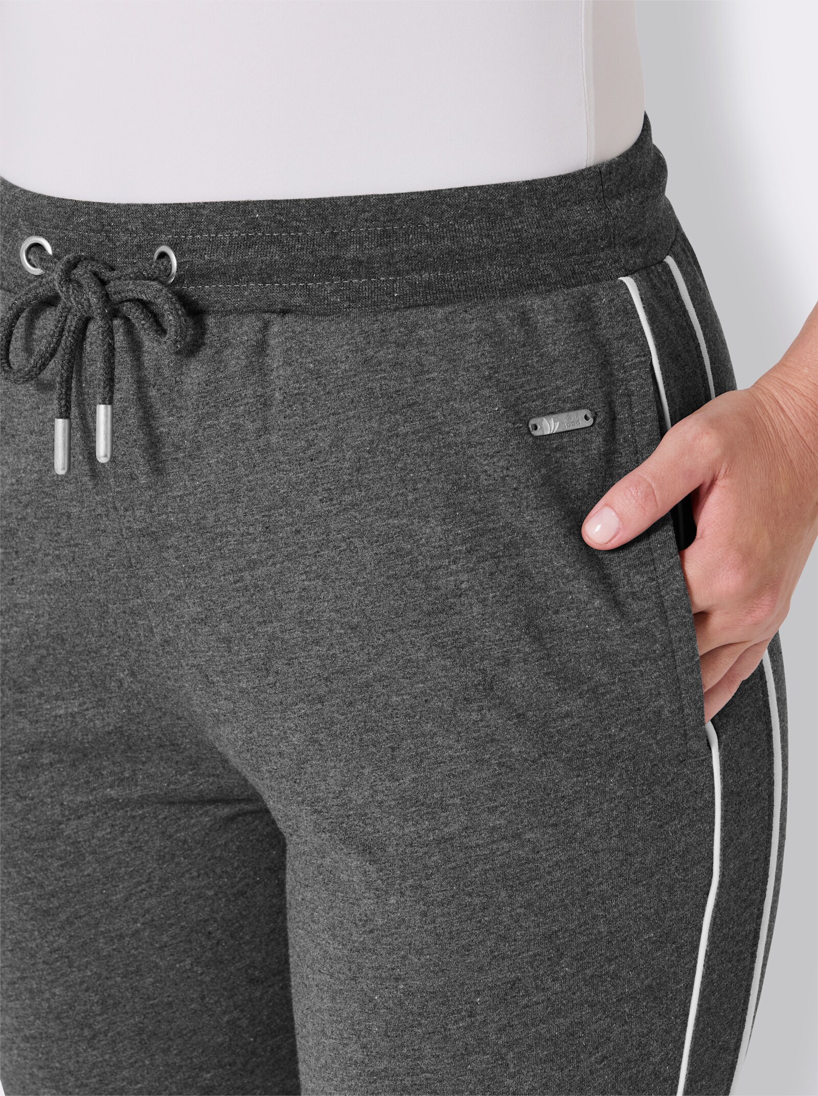 feel good Caprihose mit Bündchen - anthrazit-meliert-weiß