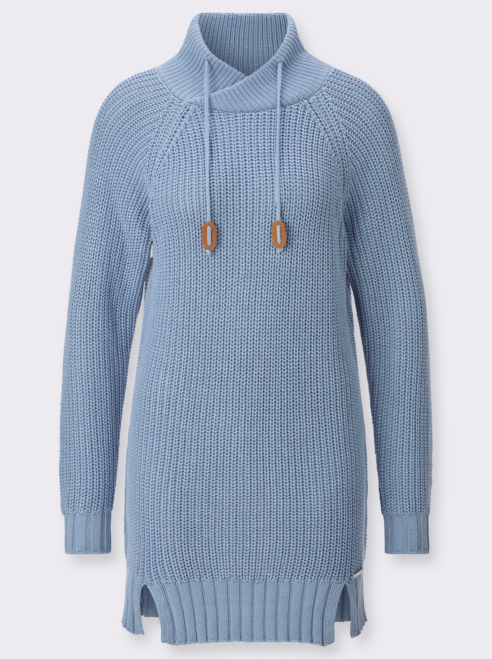 Longpullover mit Rippabschlüssen - bleu