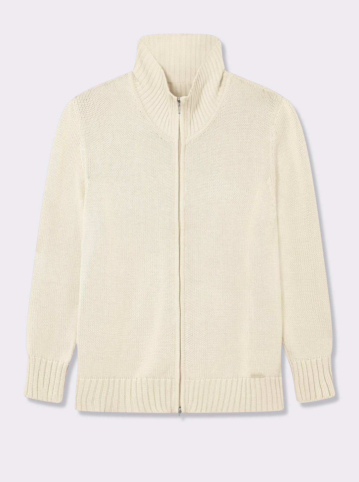 Strickjacke mit 2-Wege-Reißverschluss - wollweiß