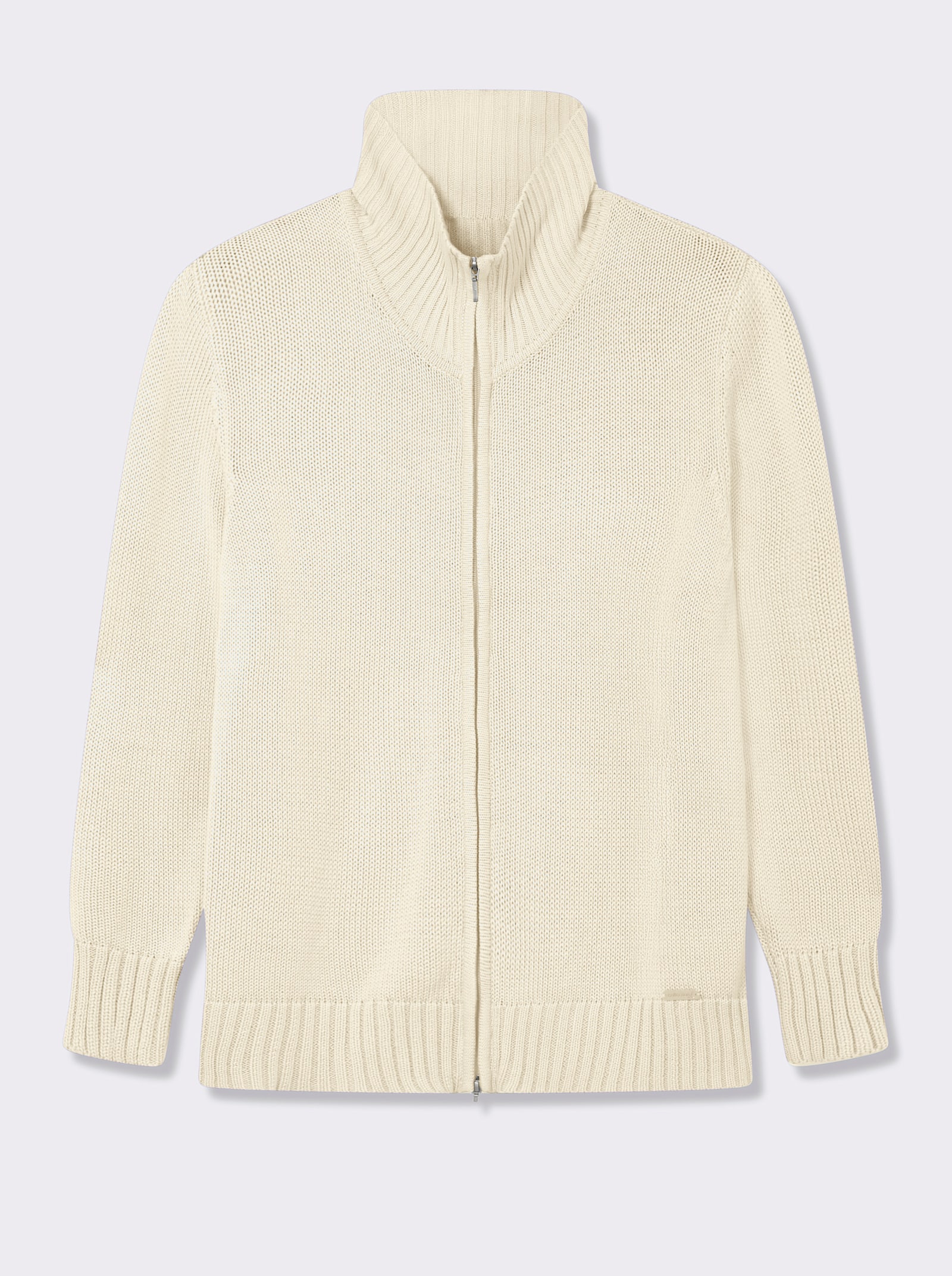 Strickjacke mit 2-Wege-Reißverschluss - wollweiß