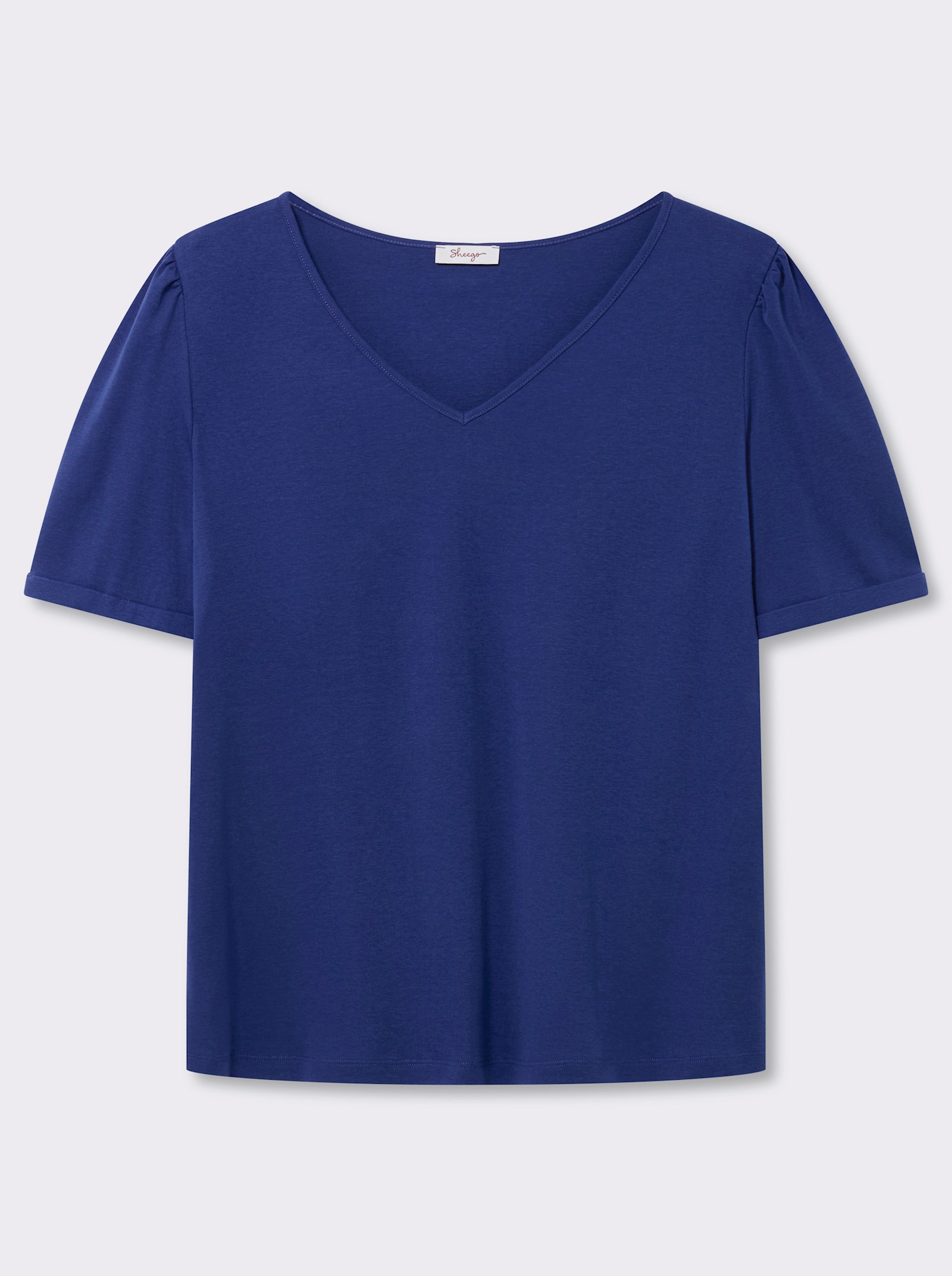 sheego V-Shirt in leicht taillierter Form - royalblau