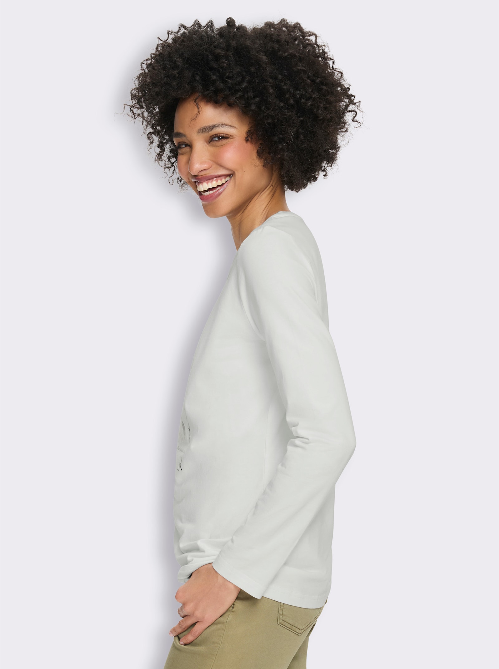 heine Langarmshirt mit Folienprint - ecru