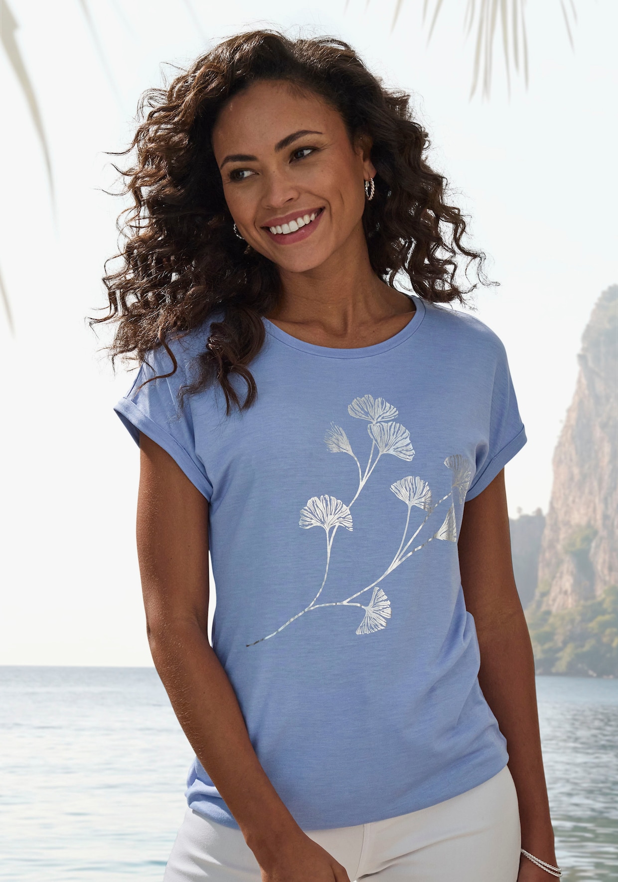 LASCANA T-shirt à manches courtes - bleu clair