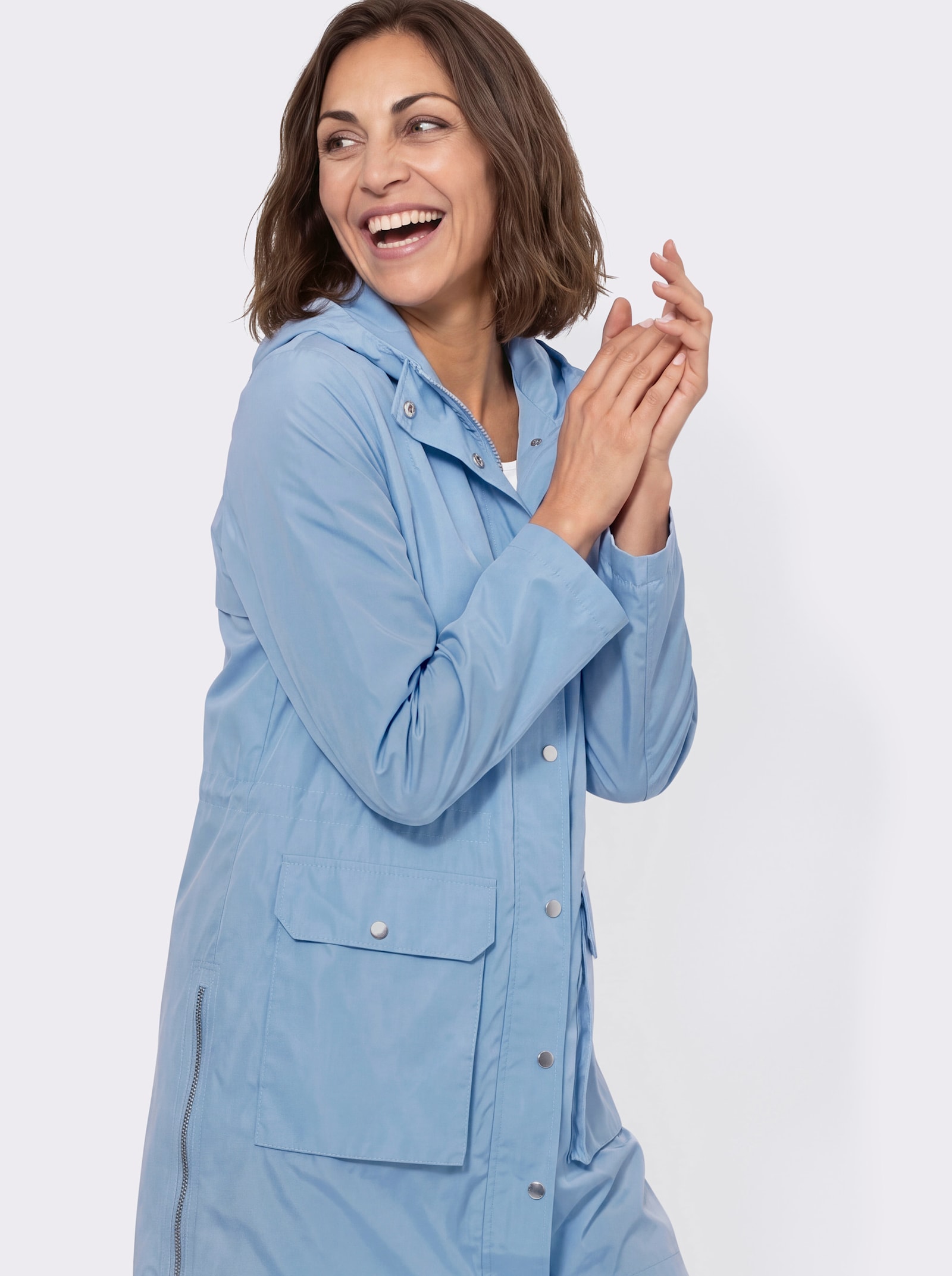 Outdoorjacke mit vielen Details - himmelblau