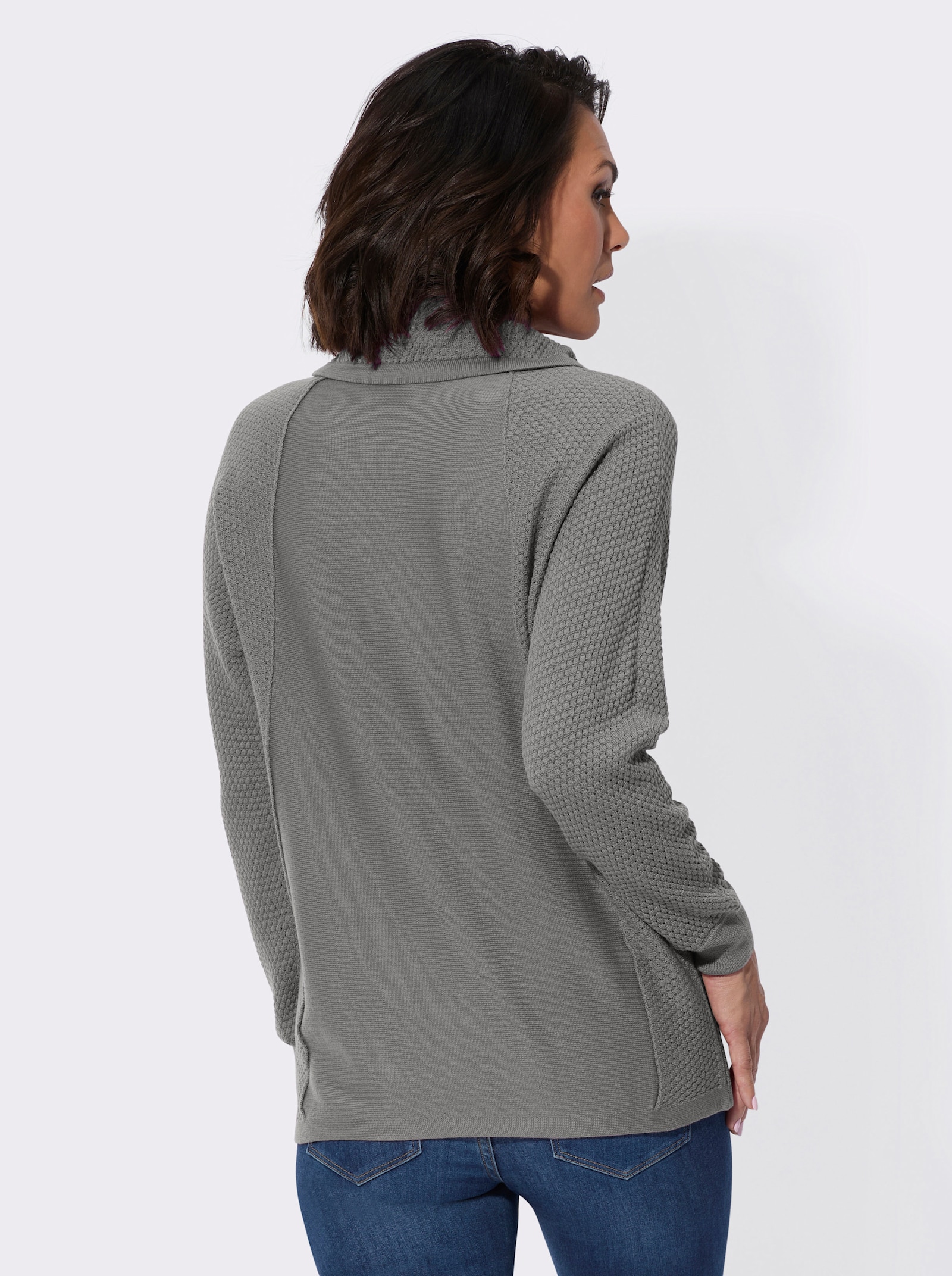 Pullover mit Waffel-Struktur - steingrau-meliert