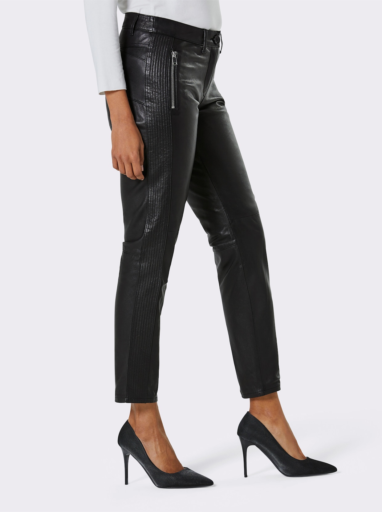 Mainpol Pantalon cuir agneau nappa - noir