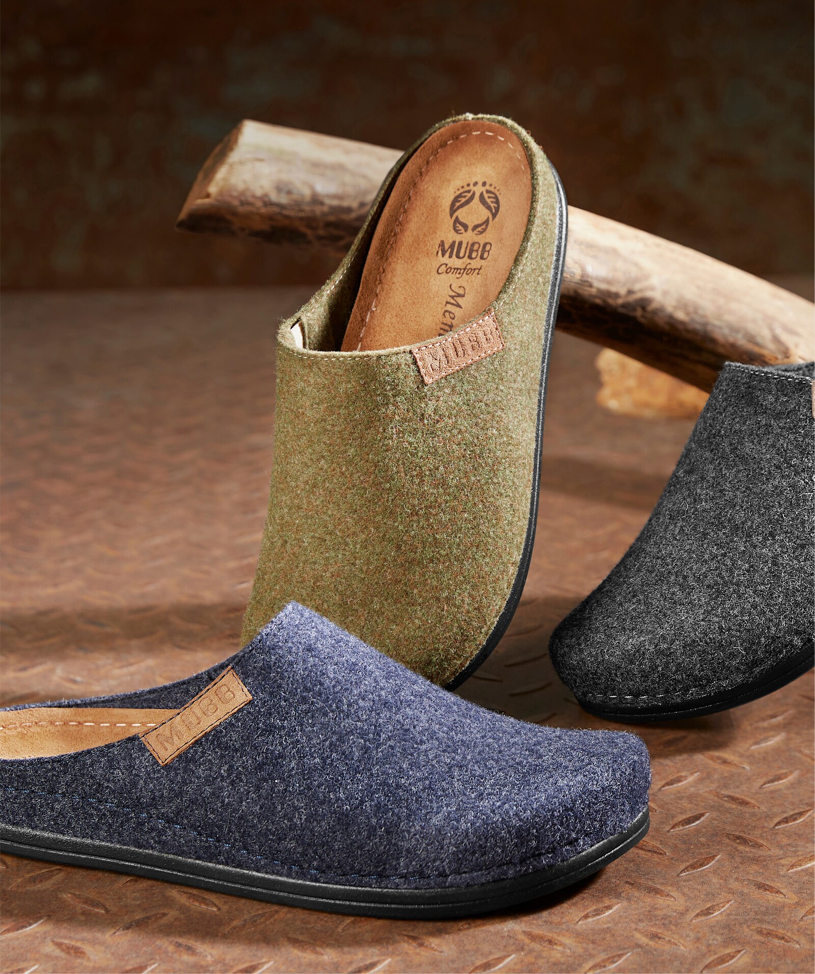 Mubb Pantoffel mit Memory-Fußbett - grau