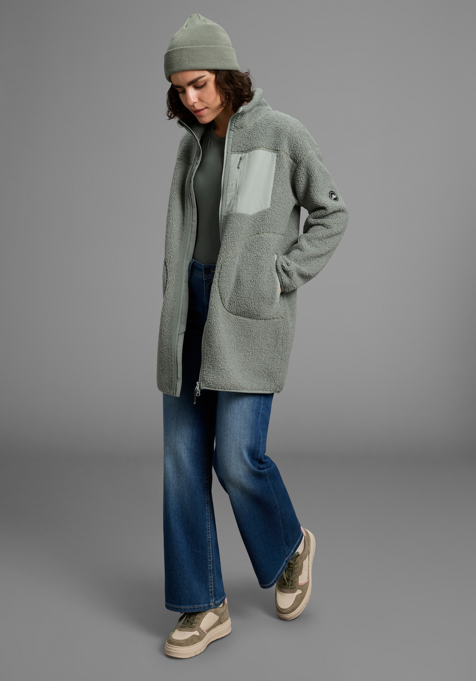 Polarino Fleecejacke - grau-grün