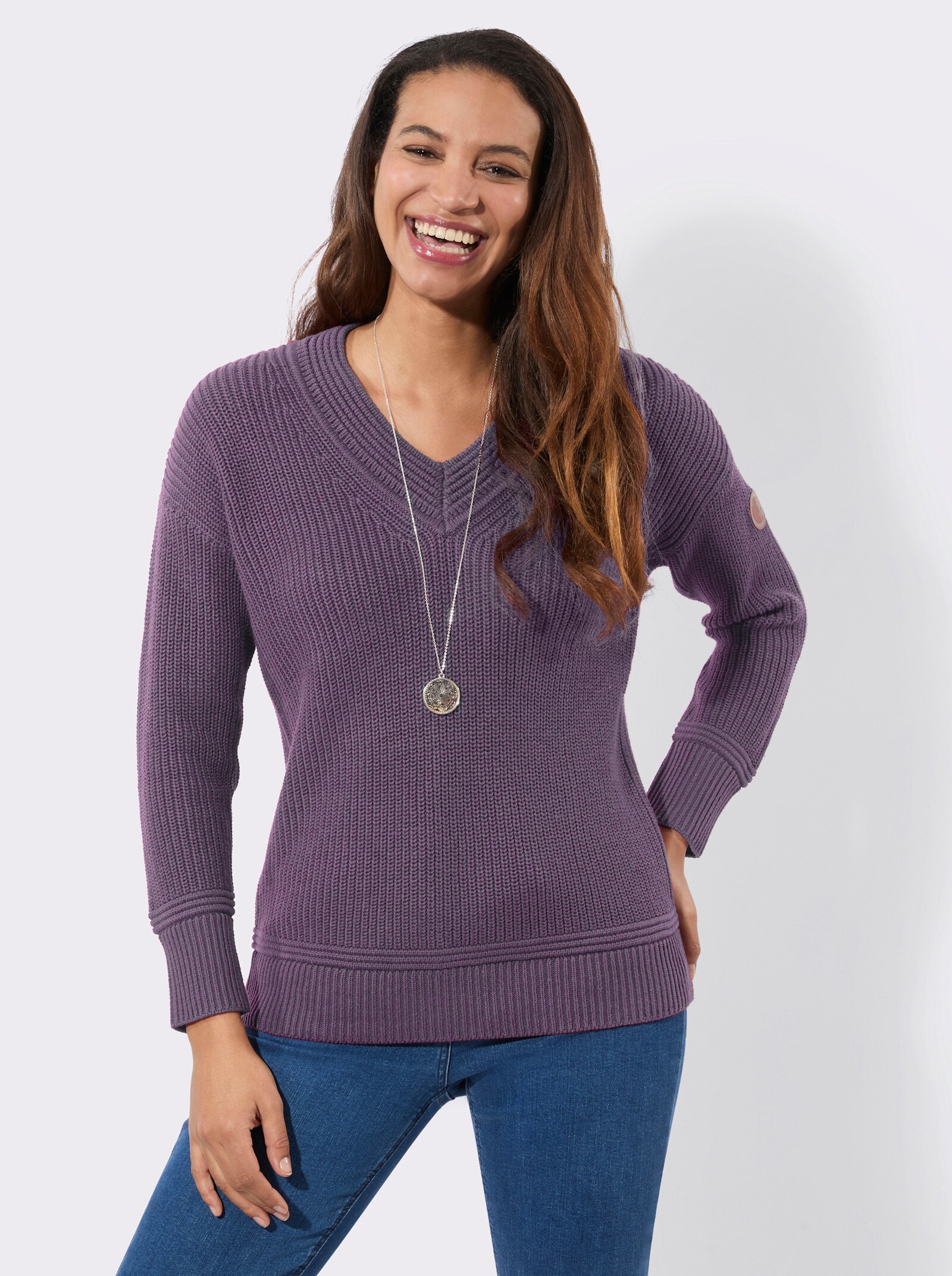 V-Ausschnitt-Pullover - feige